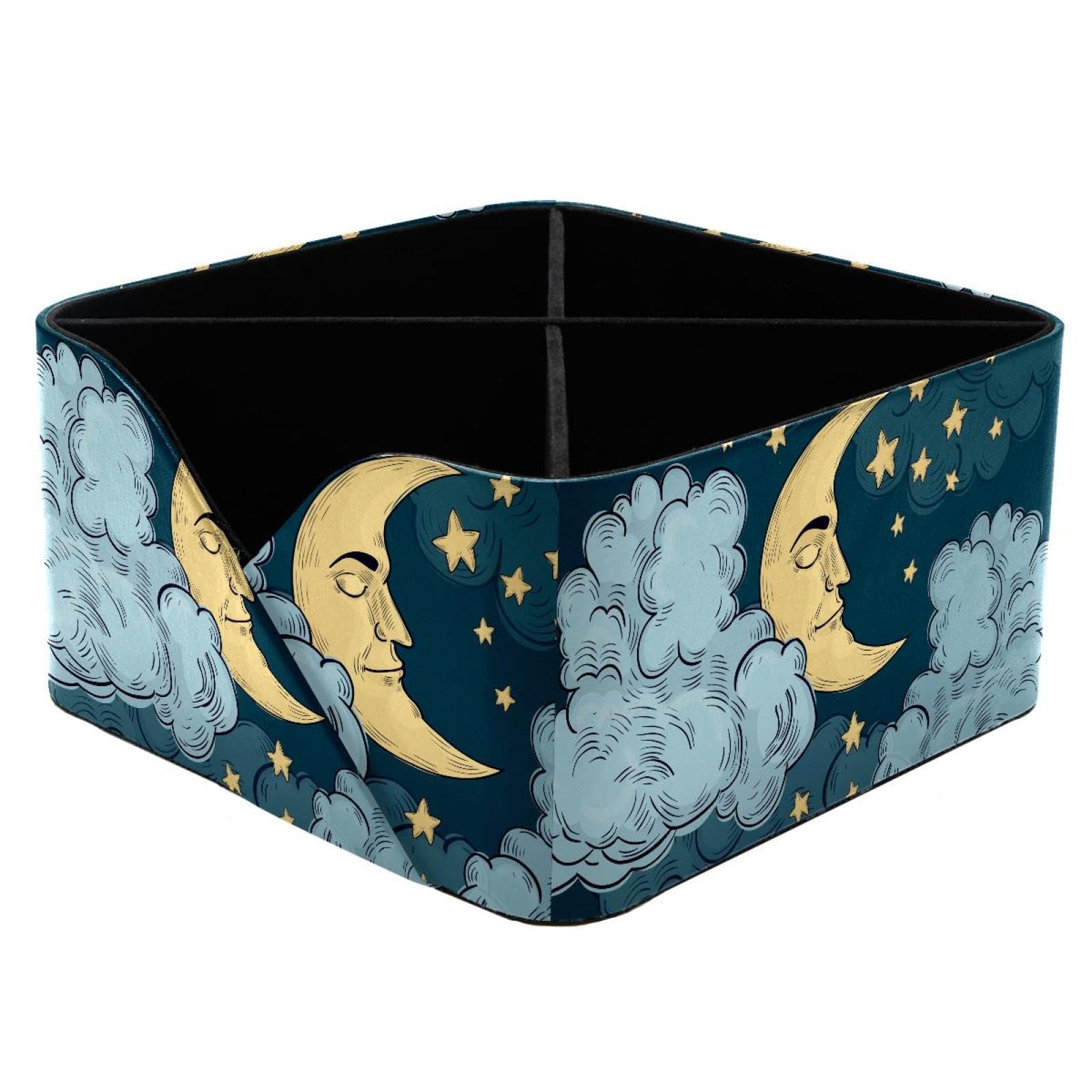 KengjuTesu Moon Sleeping Desktop Organizer Pen Holder, Rectangular Pencil Cup for Office, Study and Makeup Stations