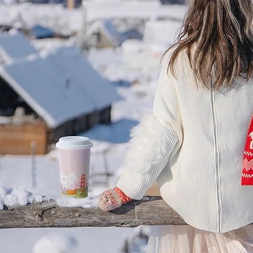 Miniatura 21 de Taza de café de viaje de cerámica, 12 onzas, portátil, taza de viaje con tapa, taza alta de doble pared, vaso para llevar para portavasos de NewDay