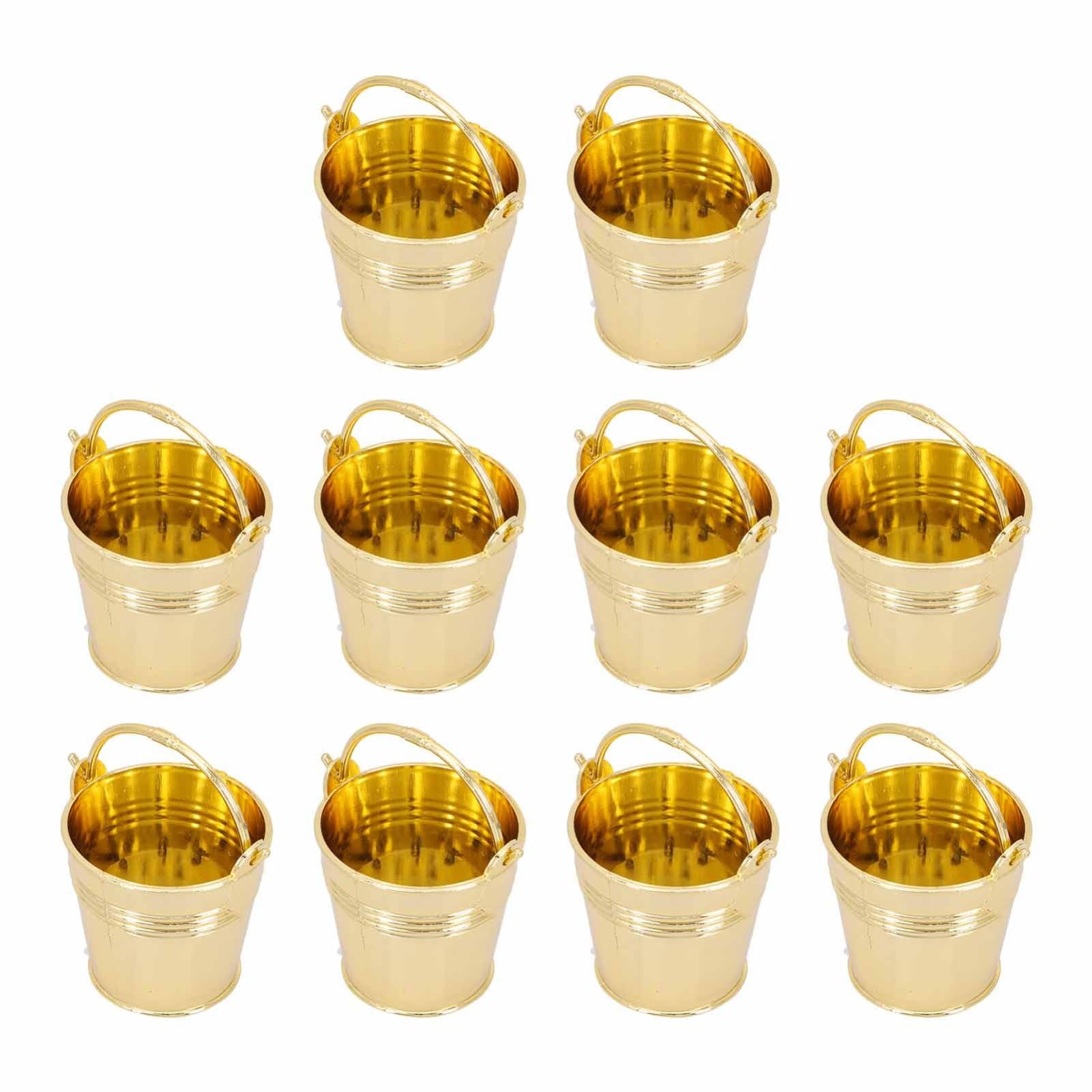 GALPADA 10 Juegos Cubos De Dulces Para Fiestas Mini Cubos De Almacenamiento Para Snacks Para Bodas Y Celebraciones Color Dorado 10 Piezas X 10
