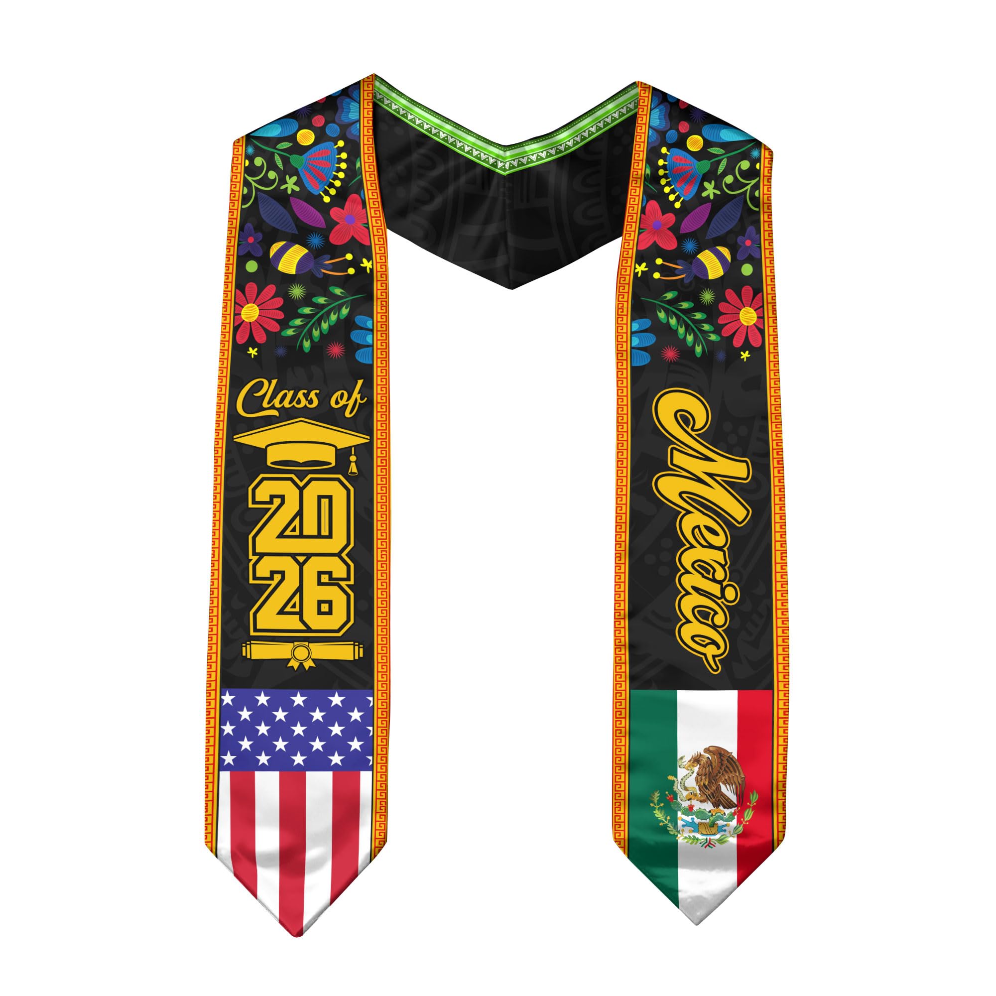 CHIARA CONTI11 Mexican Graduation Sash, Mexico Graduation Stole 2026,Mexican American Flag Sash