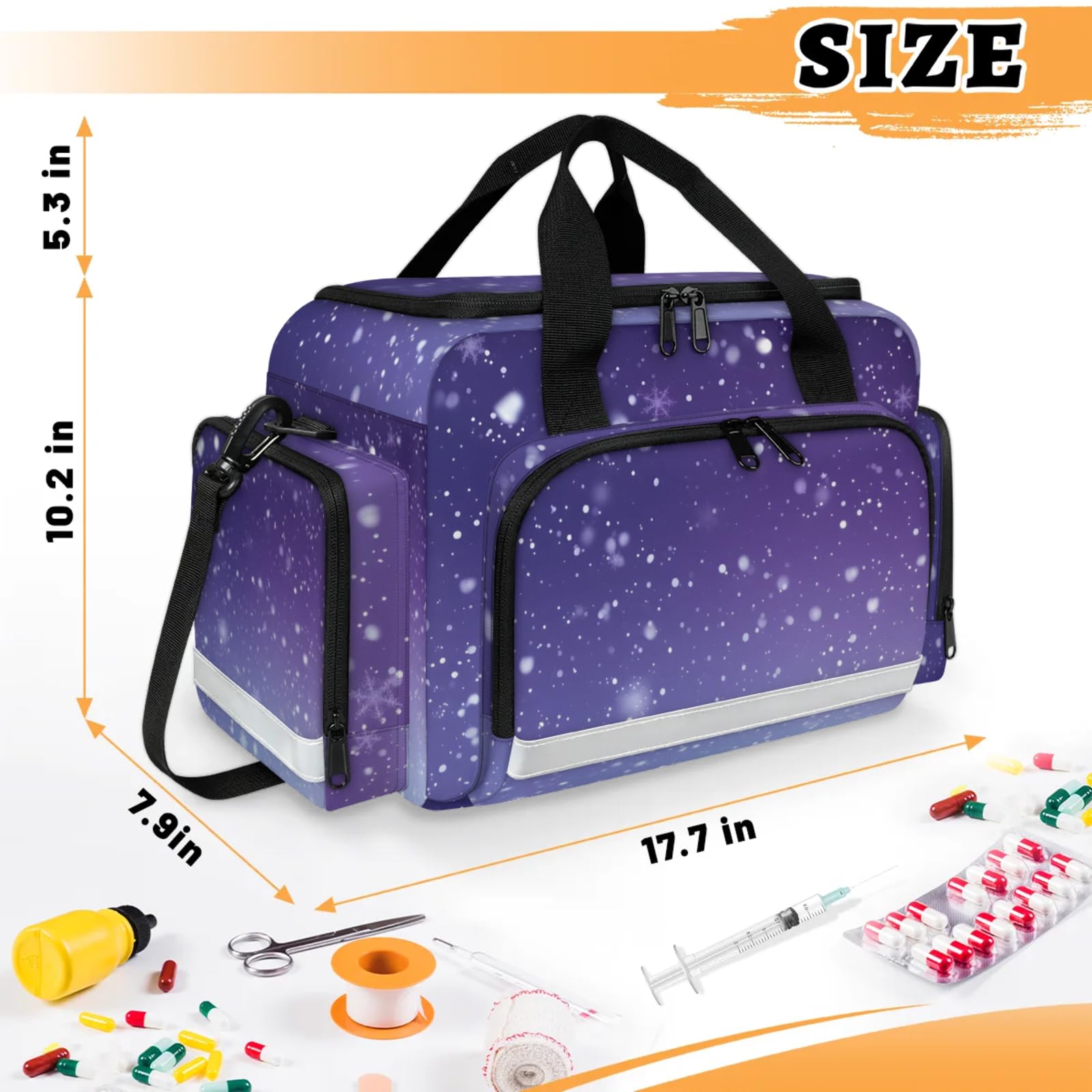 GzLeyigou First Aid Bags Empty, Shining Starry Sky Emergency Bag First Aid Kit Multiple Compartment Kit Carrier On Call Trauma Bag For Paramedics Emergency Medical Supplies Kit
