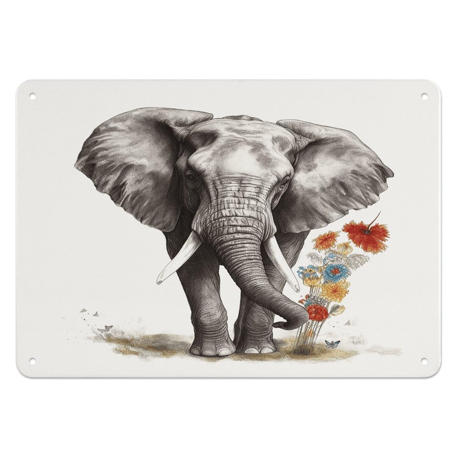 Fodpand Style Elephant5 Retro Vintage Metal Tin Sign,Wall Art Decor Garden Plaque Poster For Bedrooms Yard Bars Pubs Patios Porches 7.9X5.5 Inch