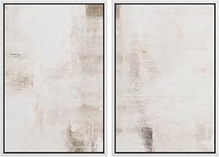 SIGNWIN Framed Canvas Print Wall Art Set Neutral Abstract Soft Beige and White Illustrations Modern Art Minimal Relax/Calm for Living Room, Bedroom, Office - 16"x24"x2 White