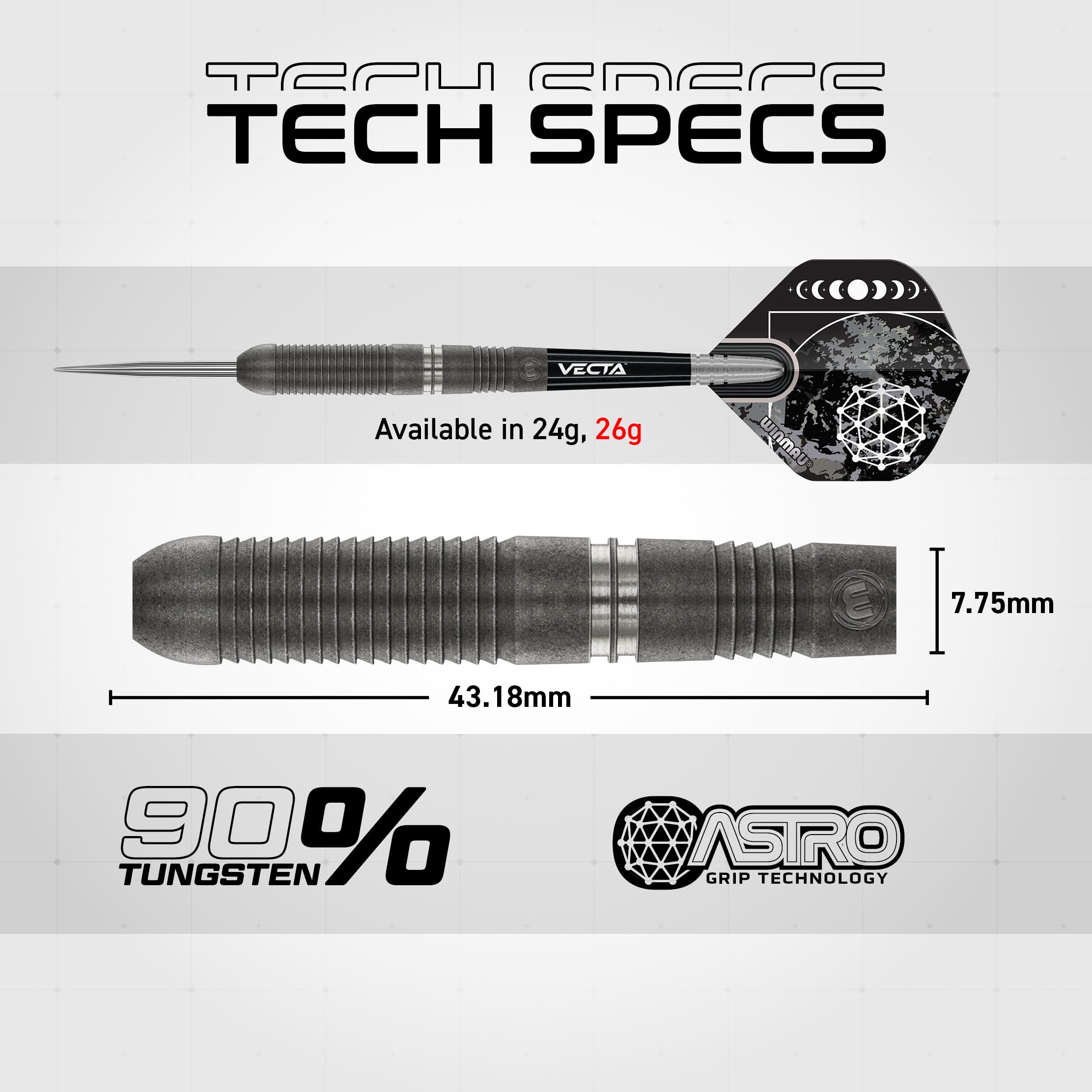 WINMAU Darts Callisto 26g 90% Professional Tungsten Steel Tip Darts Set including Dart Flights and Dart Shafts (Stems) - Image 4
