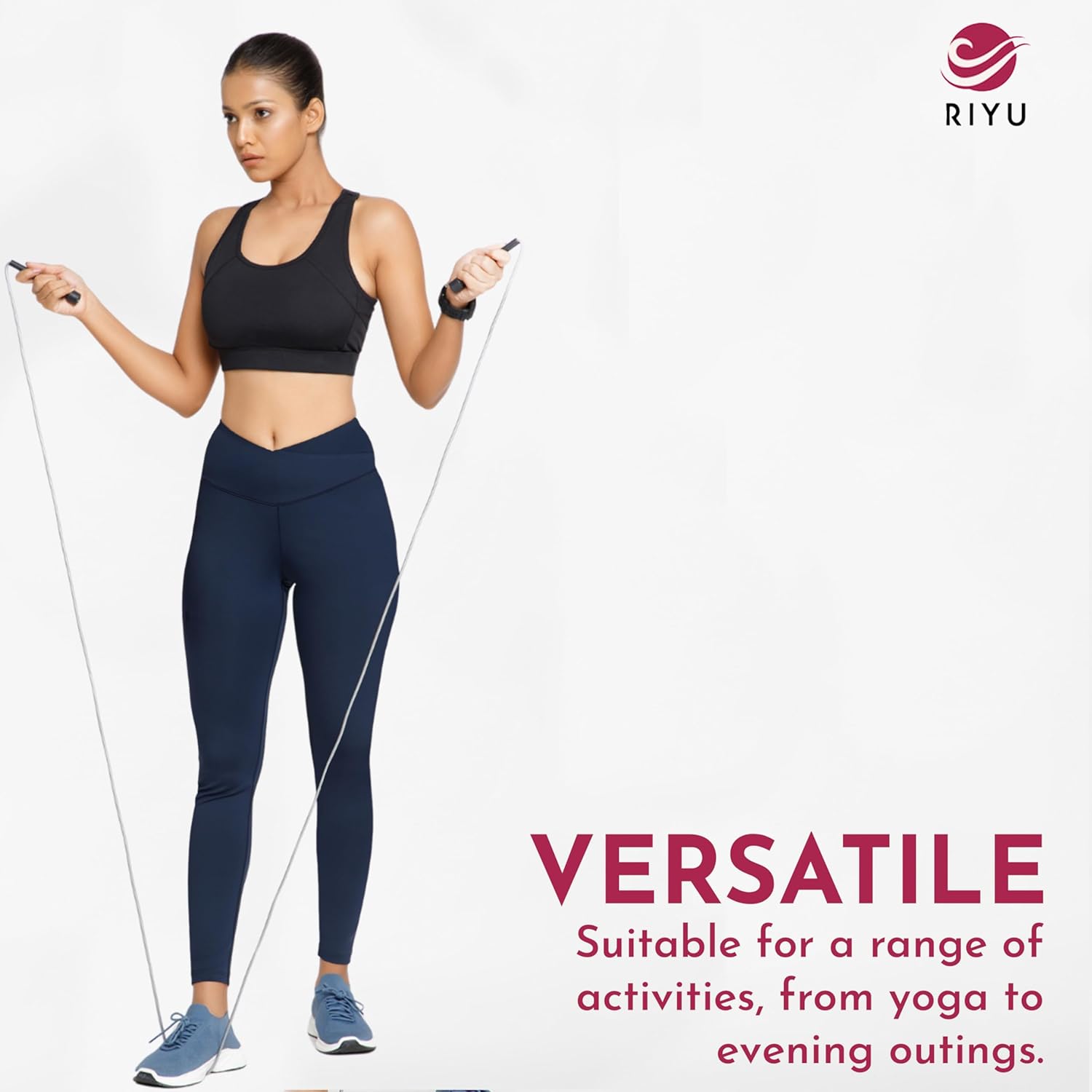 RIYU Crossover High Waisted Leggings Women's Yoga Pants Workout Clothes for Gym Activewear for Petite Sizes - Image 2