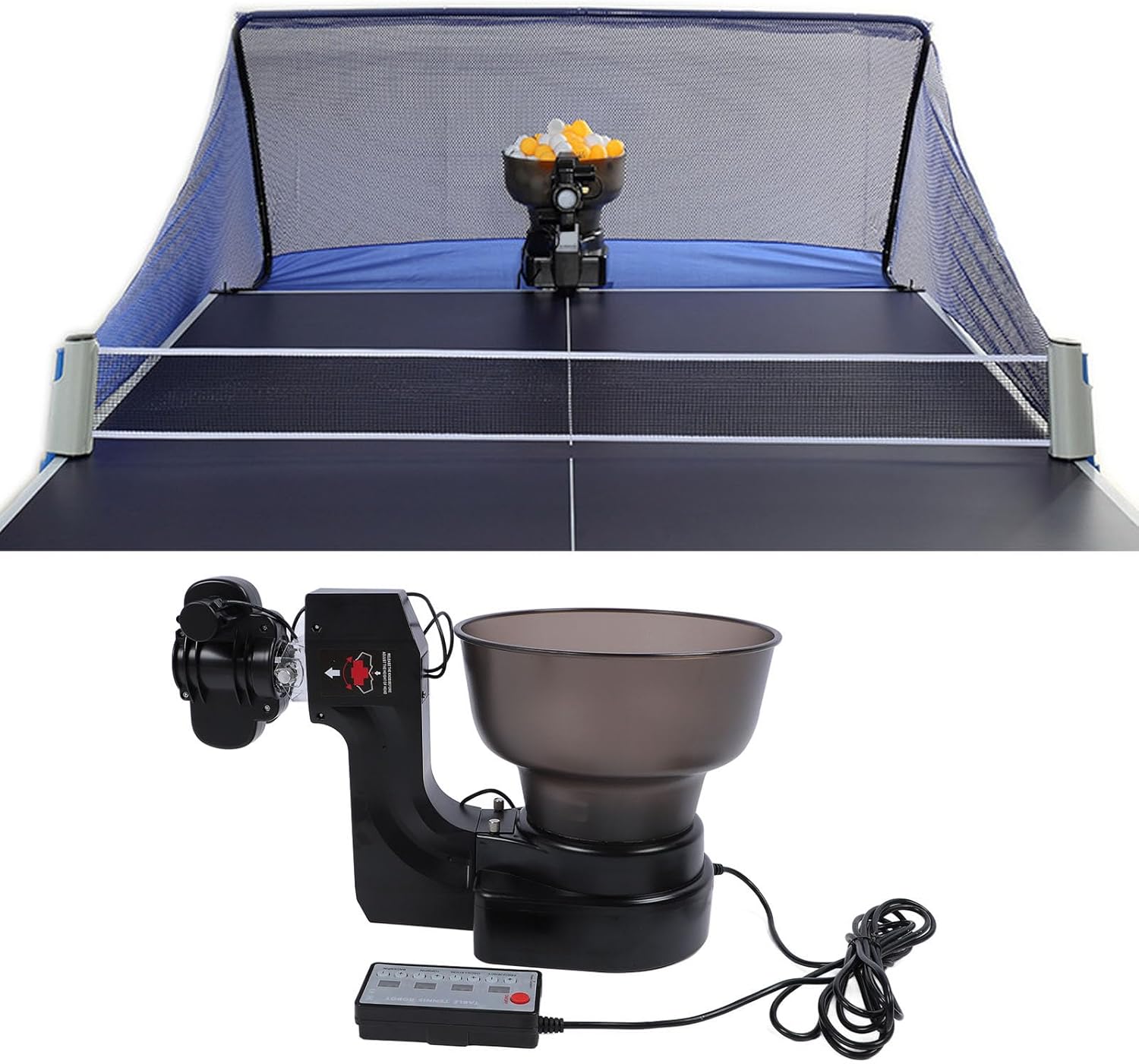 Table Tennis Robot, Portable Table Tennis Trainer Large Ball Storage Capacity Automatic Table Tennis Machine Table Tennis Ball Launcher for Training Top Spin, Back Spin, No Spin