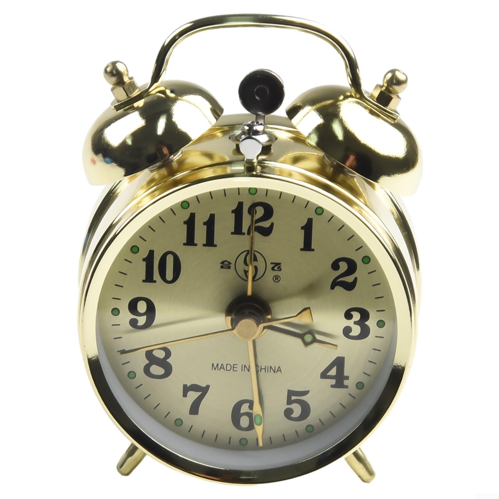 Oniissy Horseshoe Mechanical Gold Alarm Clock,Manual Wind Up Vintage Metal Clock Cute,for the Bedside Kitchen Office