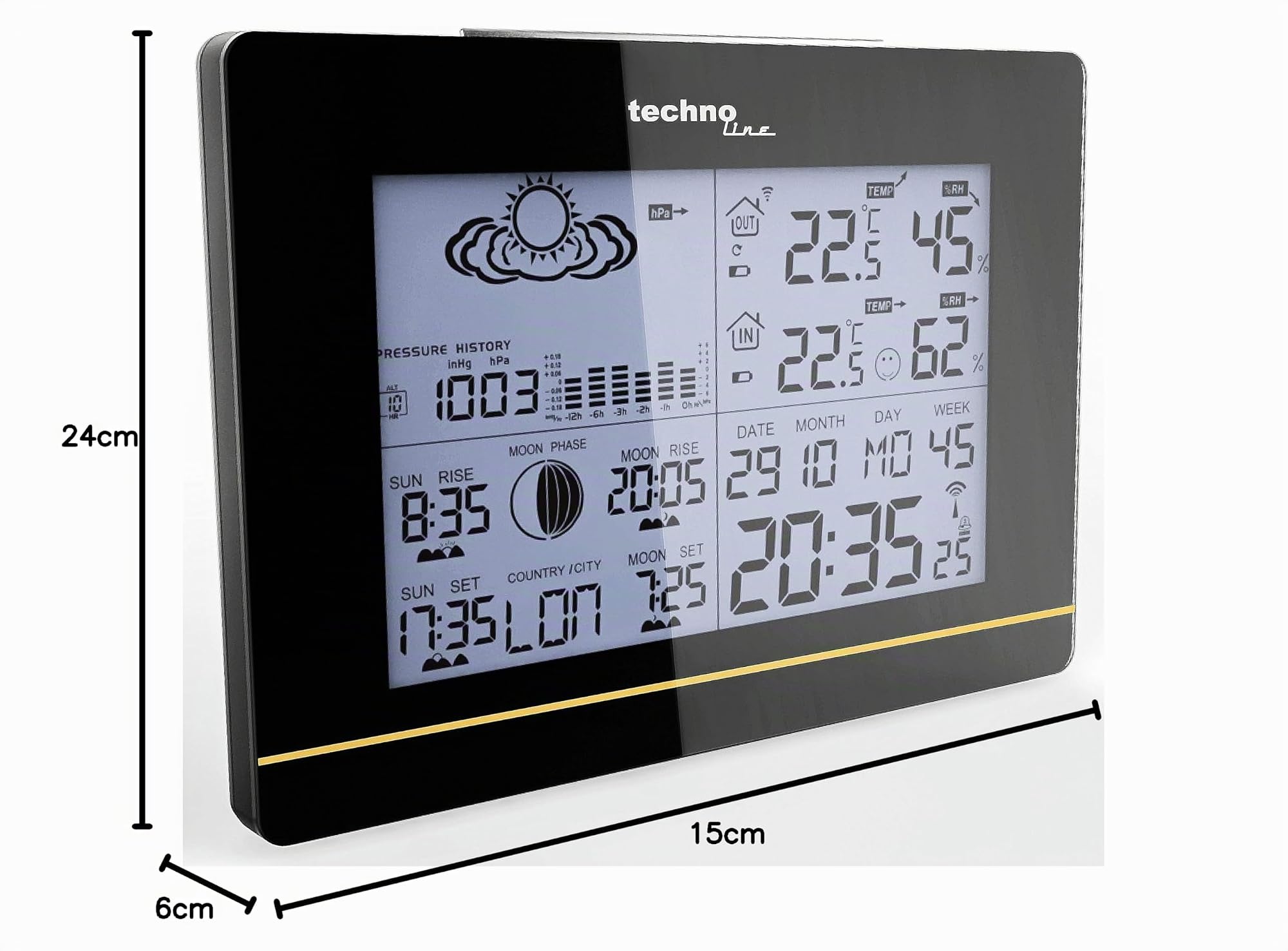 techno line WS 6750 Stazione Meteo, Nero