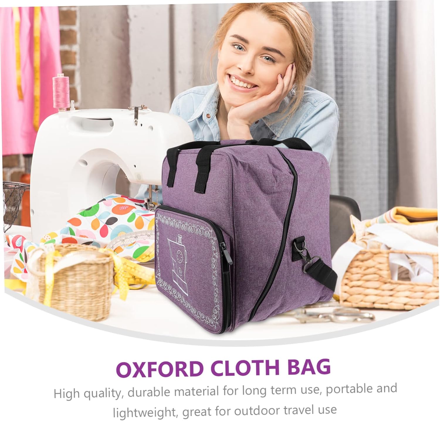 Sewing Machine Carrying Bag Oxford Cloth Tote for Travel Portable Storage Bag Handle for Sewing Supplies and Accessories for Outdoor Use