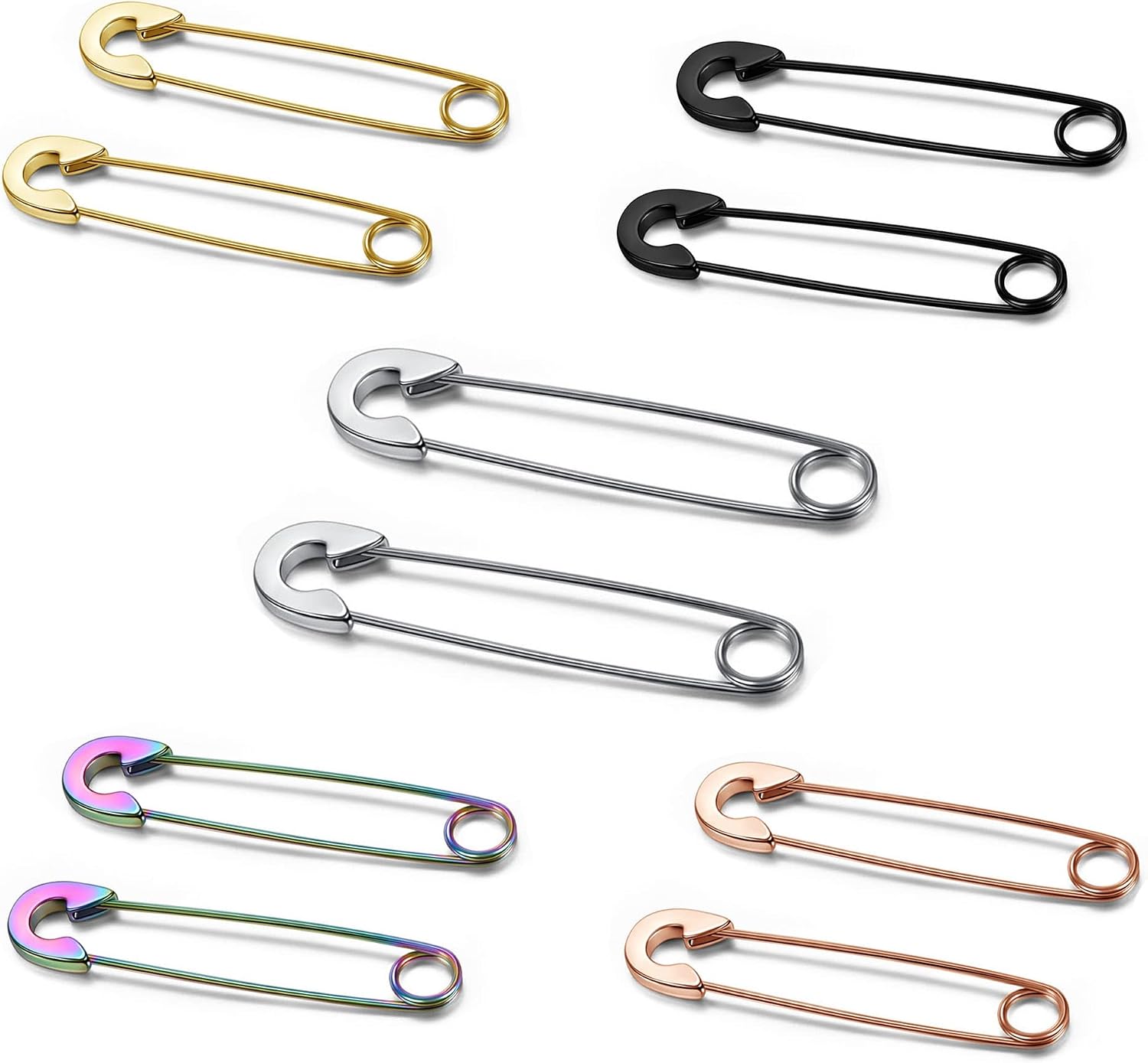 Safety Pin Earrings Hypoallergenic Stainless Steel Earrings | 20G 316L Surgical Hoop Pin Earring Set for Men Women, 5 Pairs