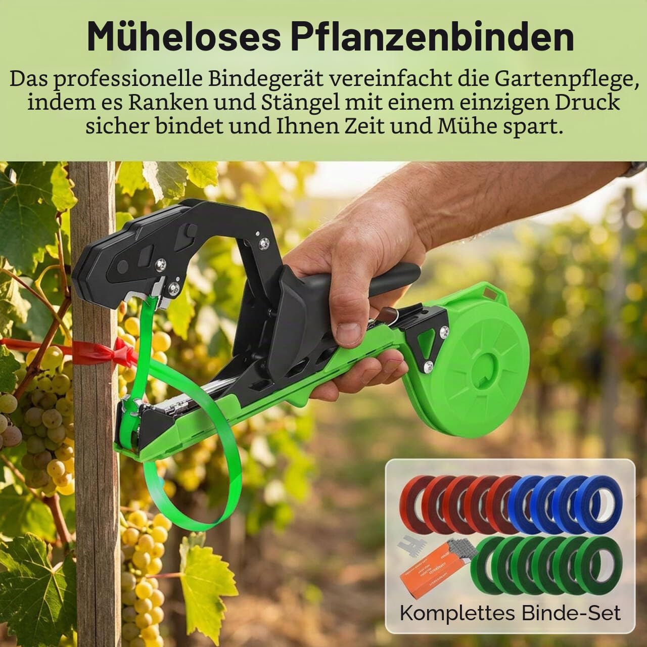 Bindezange für Pflanzen Pflanzenbindemaschine Bindezange Pflanzen Tapetool Handbindemaschine mit 10000 Stück Nägel und 20 Rollen gartenband Bindezange pflanzenbinder für Obst, Himbeeren,Bäume Gemüse