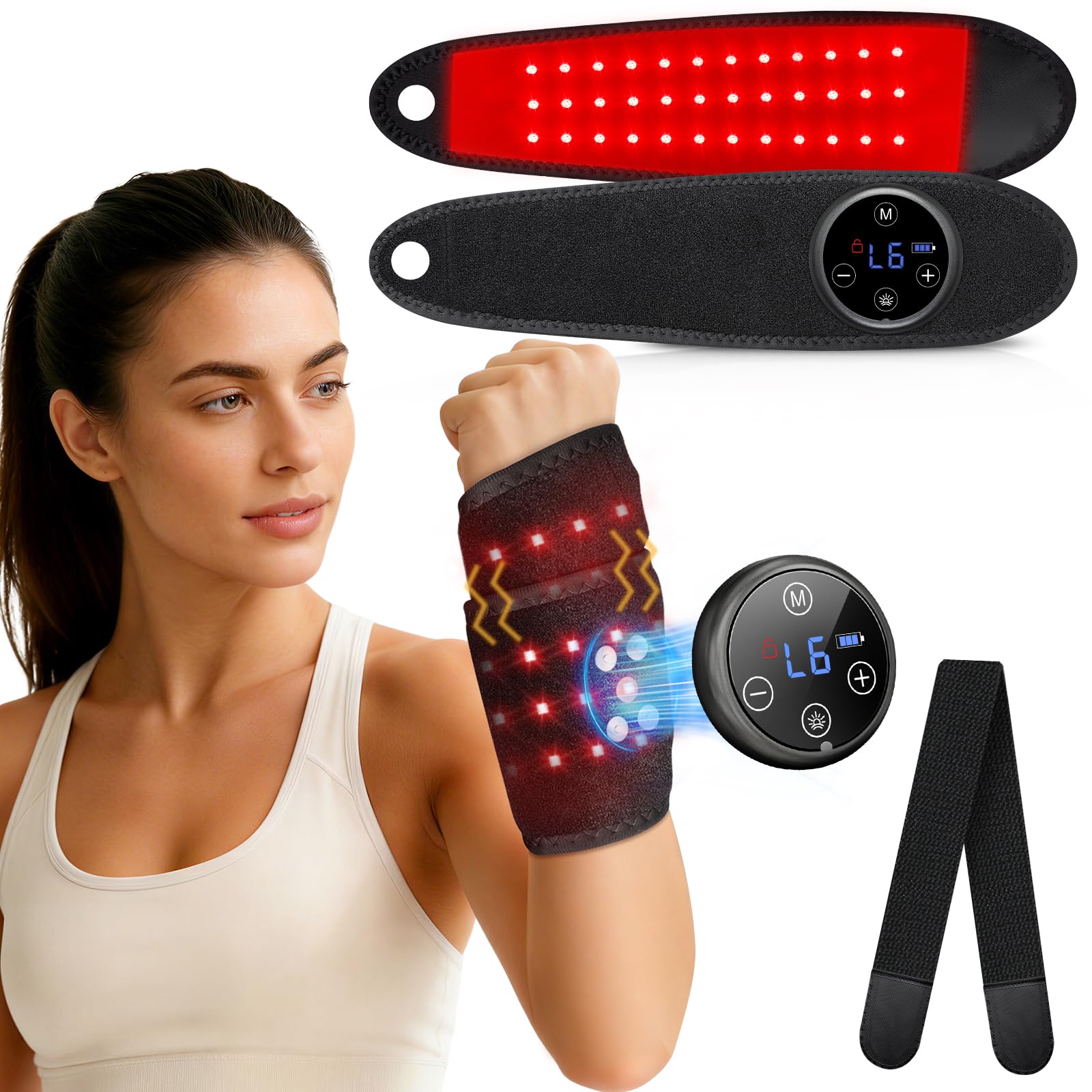 Upgraded 2 0 Red Light Therapy for Hands Wrist with Heat Massage 3000mAh Wireless Controller Infrared Red Light