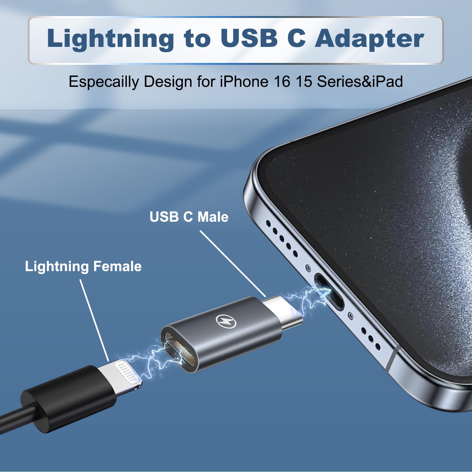 Adattatore USB-C A Lightning 2 Pezzi - Ricarica Rapida E Sincronizzazione Dati Per IPhone, IPad, AirPods, Non Per Audio/OTG