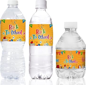 WaaHome Welcome Back to School Water Bottle Labels Decorations, 24pcs Waterproof Bottle Labels Stickers for Back to School Party Favors Supplies, Teacher Supplies for Kindergarten Preschool Elementary