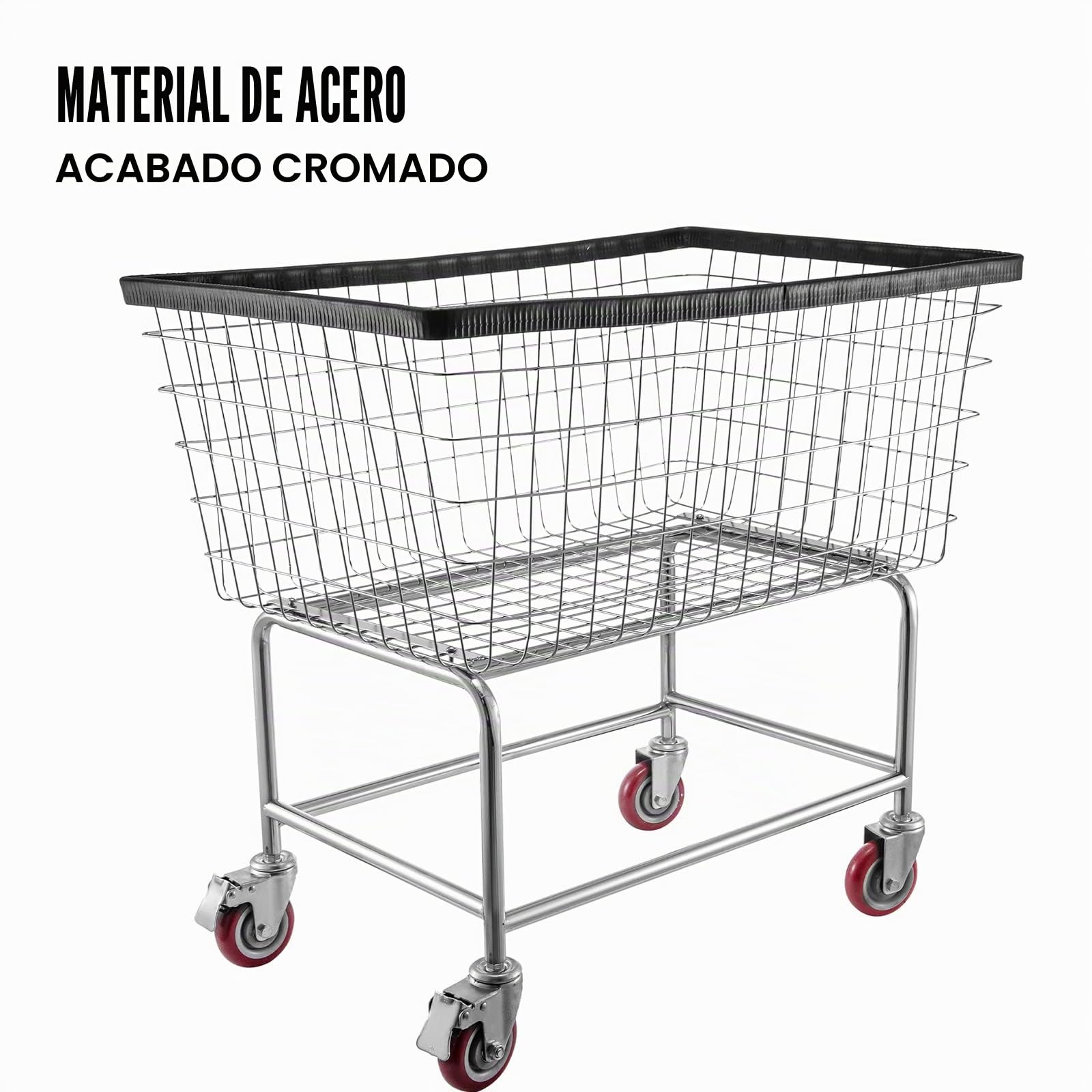 VEVOR Carro de Lavandería de Alambre, Cesta de Lavandería Móvil Comercial de 158 L, Cesta de Ropa Sucia con Estructura de Acero con Ruedas, Movimiento Suave, para Lavadero, Dormitorio, Baño