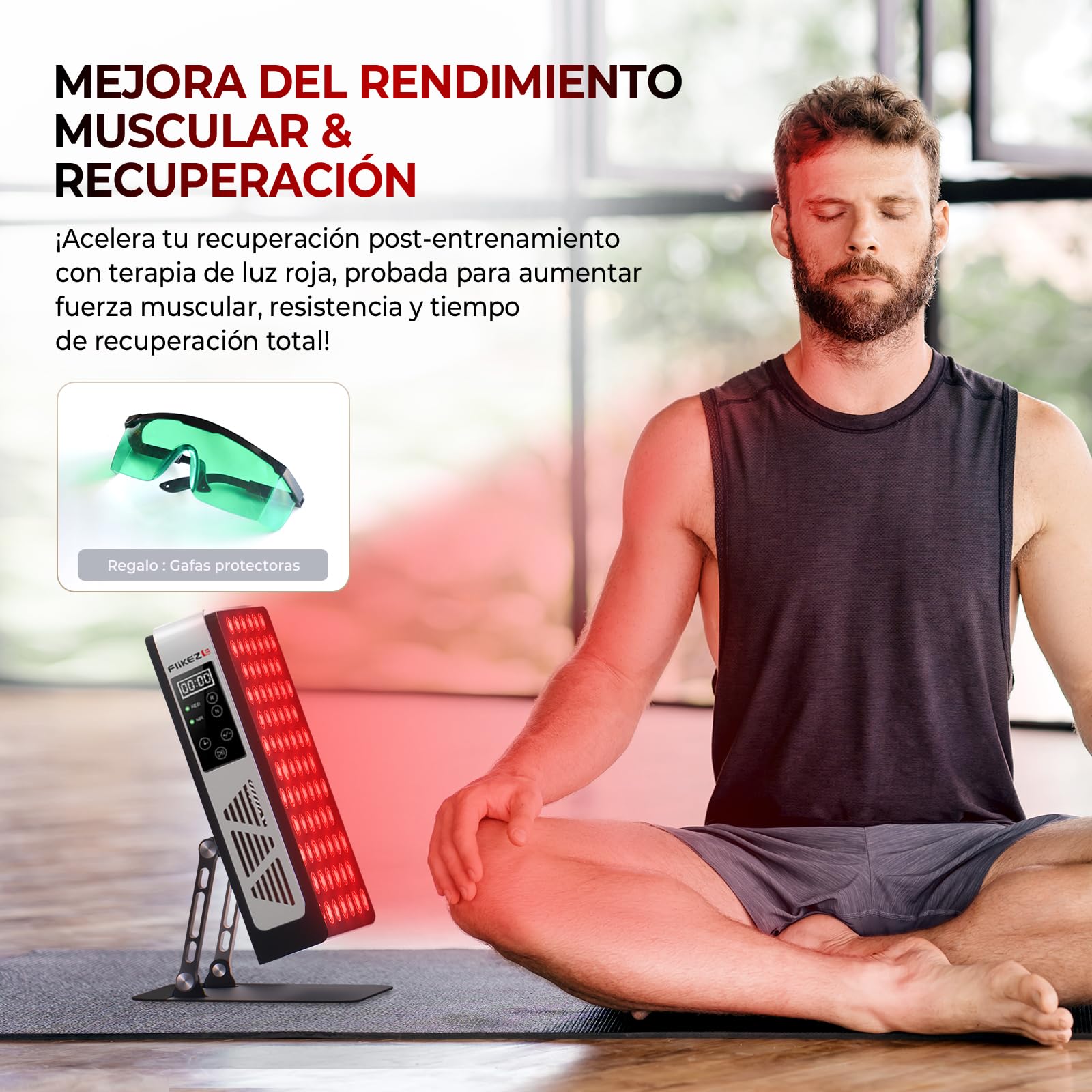 FliKEZE Panel de Luz Roja de 78 LEDs con 2 Chips, Lámpara Infrarroja con Temporizador y Soporte Ajustable 180°, Rendimiento Ideal para Uso Familiar y Deportivo