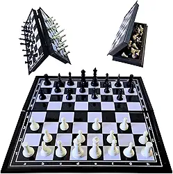 Jogo de Xadrez Tabuleiro Magnético Dobrável 19x19cm Estojo Guarda As Peças Dentro Plástico Portátil