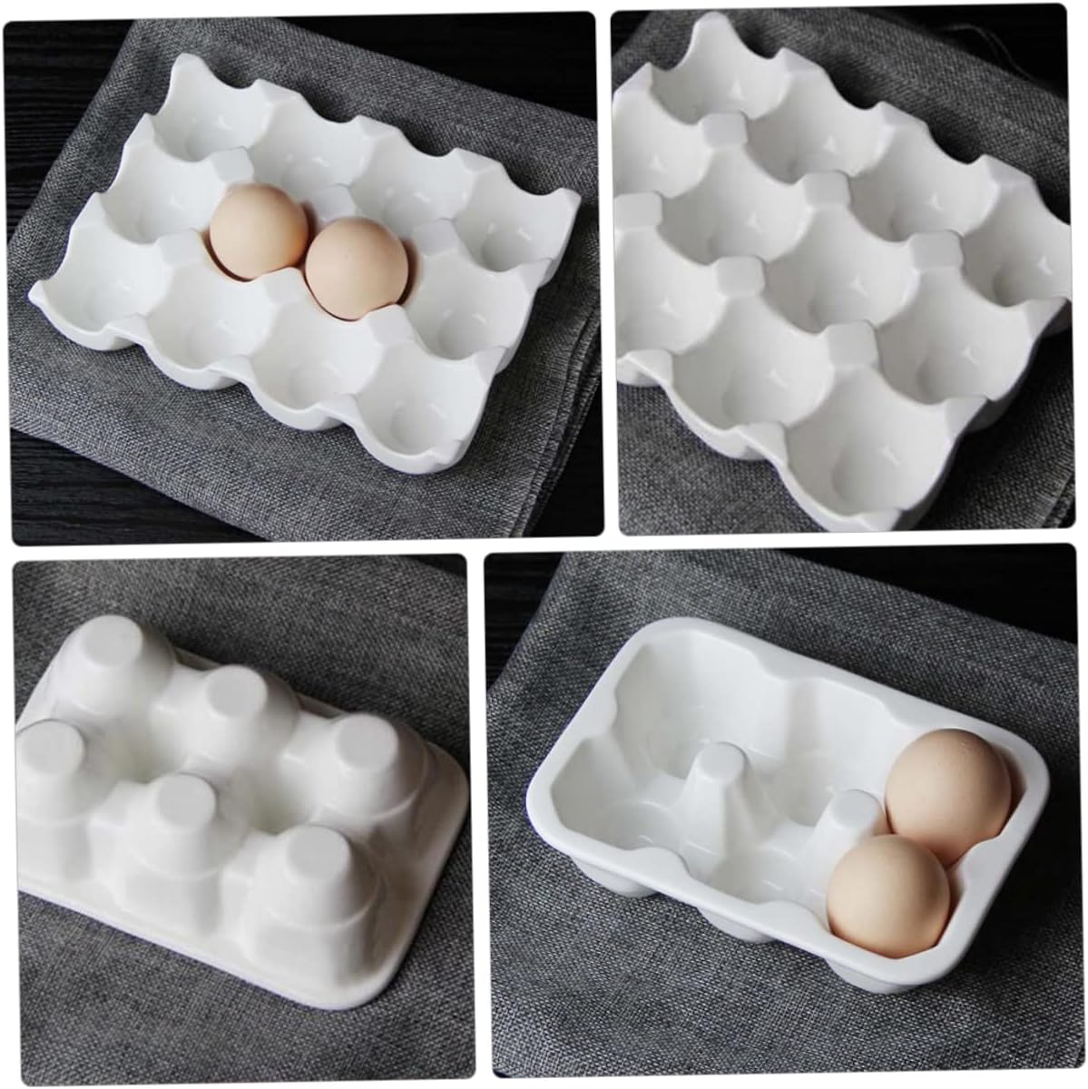 6 Ceramic Egg Tray Kitchen Tray for Fridge Egg Storage for Refrigerator Keeper for Refrigerator Trays Egg Storage Fridge Eggs Containers for Fridge Small Six Ceramics White