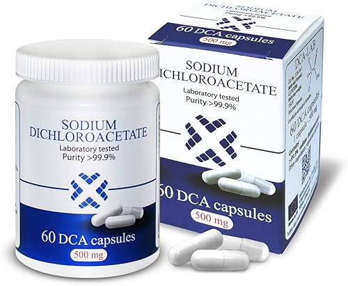 DCA - Dicloroacetato de sodio 500mg, 60 cápsulas, pureza 99.9%, fabricado en Europa, por DCA-LAB, certificado de análisis incluido, probado en un