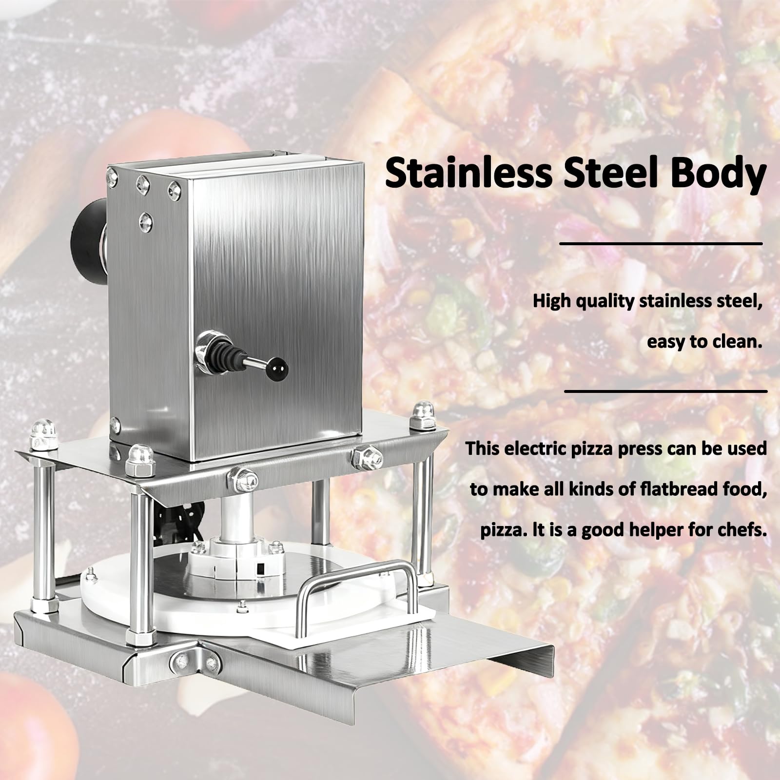 MáQuina Hacer Masa Pizza MáQuina De Prensado, Prensa Comercial para Pizza para Masa De Pizza De 22 Cm, Prensa Profesional para Pizza, Pasta, PanaderíA, Equipo De Cocina Comercial