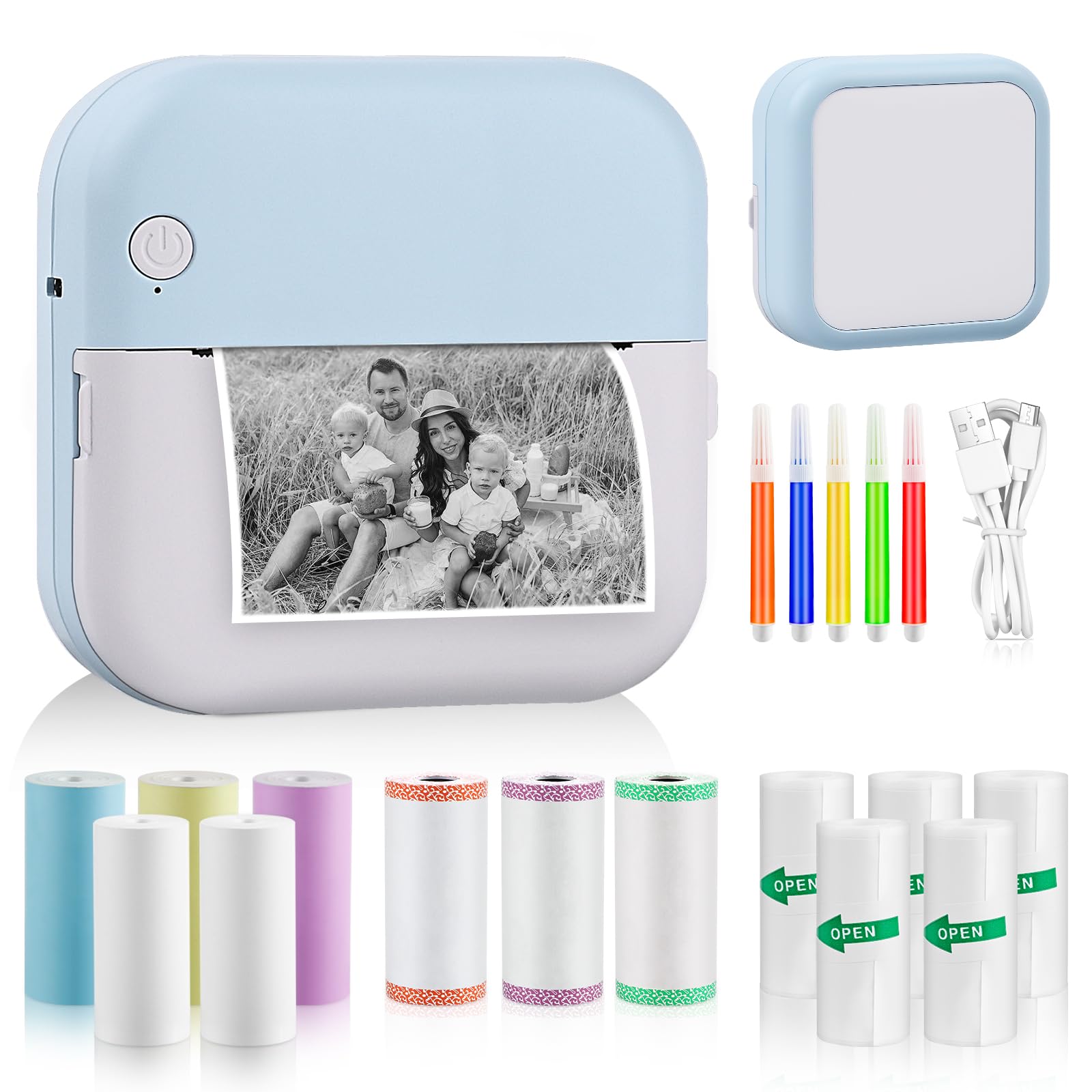 Mini Imprimante Photo Thermique Portable Bluetooth - Sans Encre, Papier Autocollant 57x26 Mm, Batterie 1200 MAh, App Fun Print