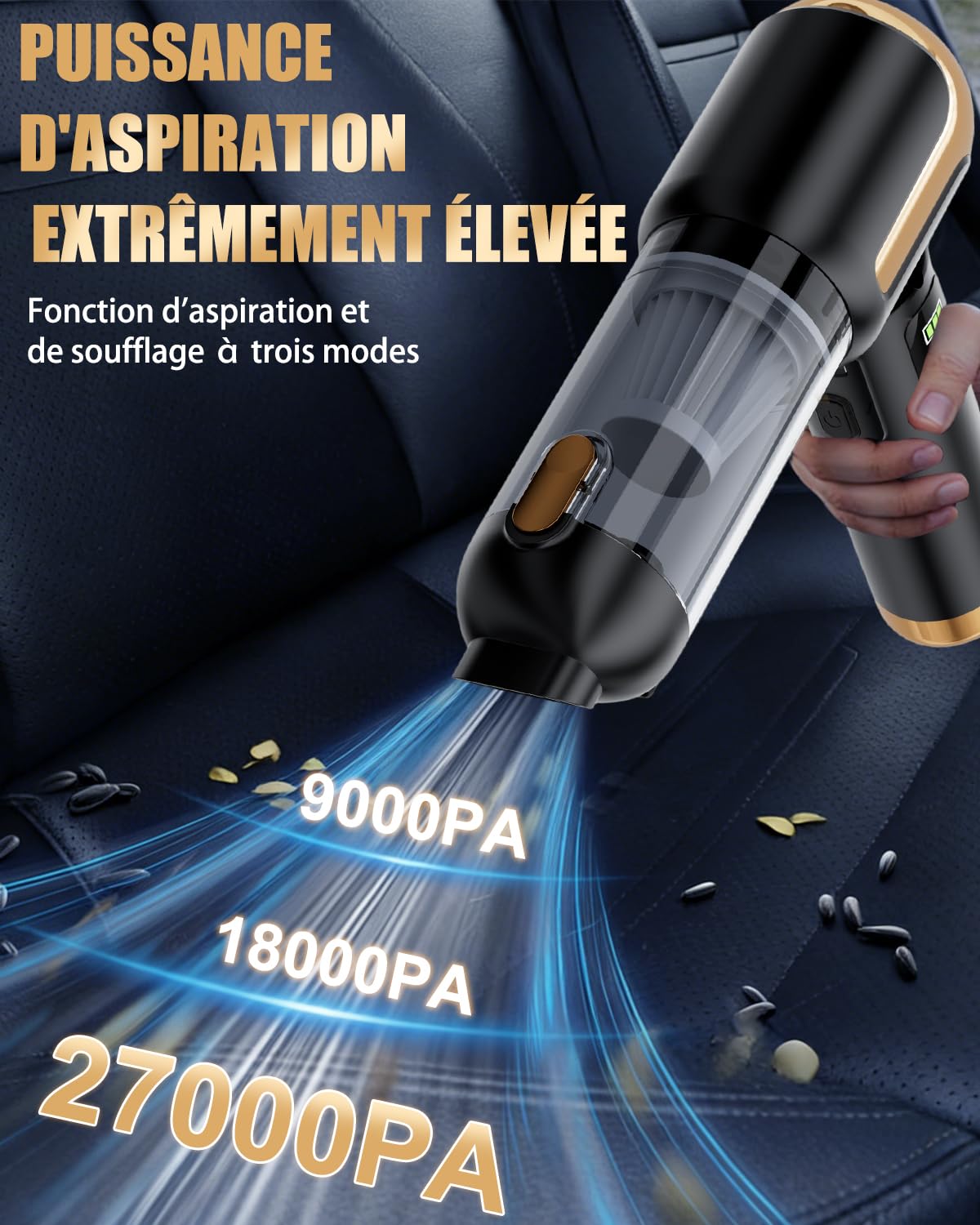 Aspirateur à Main sans Fil Puissant 27000 Pa pour Voiture