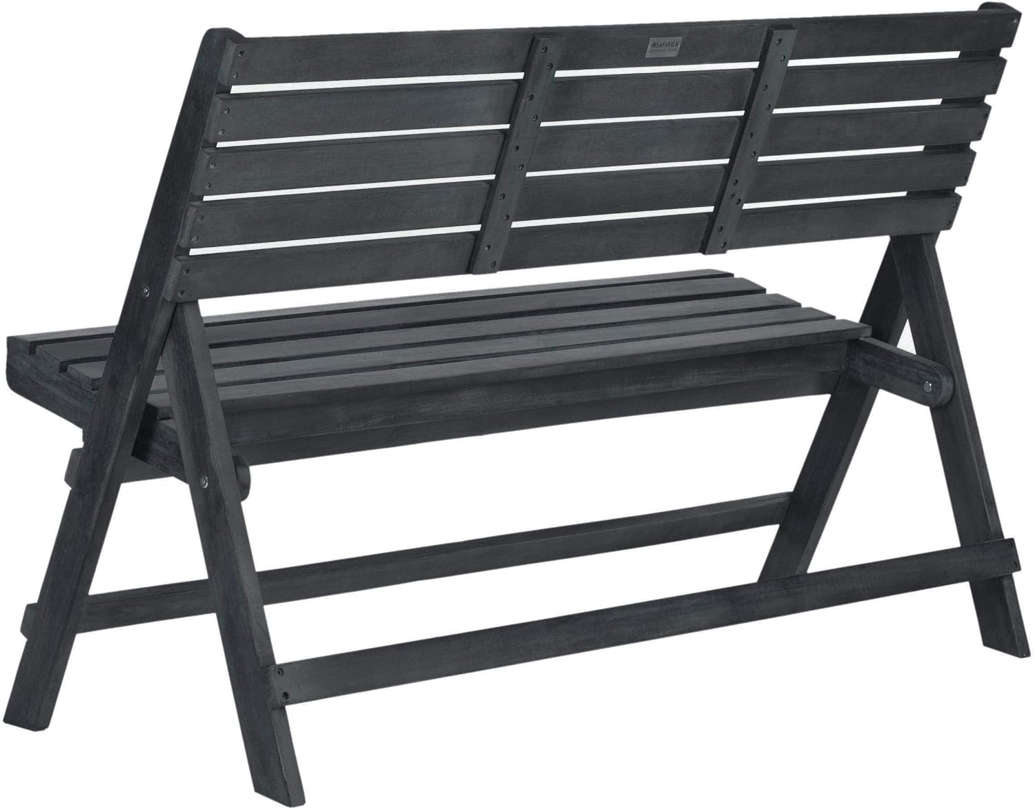 SAFAVIEH Outdoor Collection Luca Dark Slate Grey Folding Bench