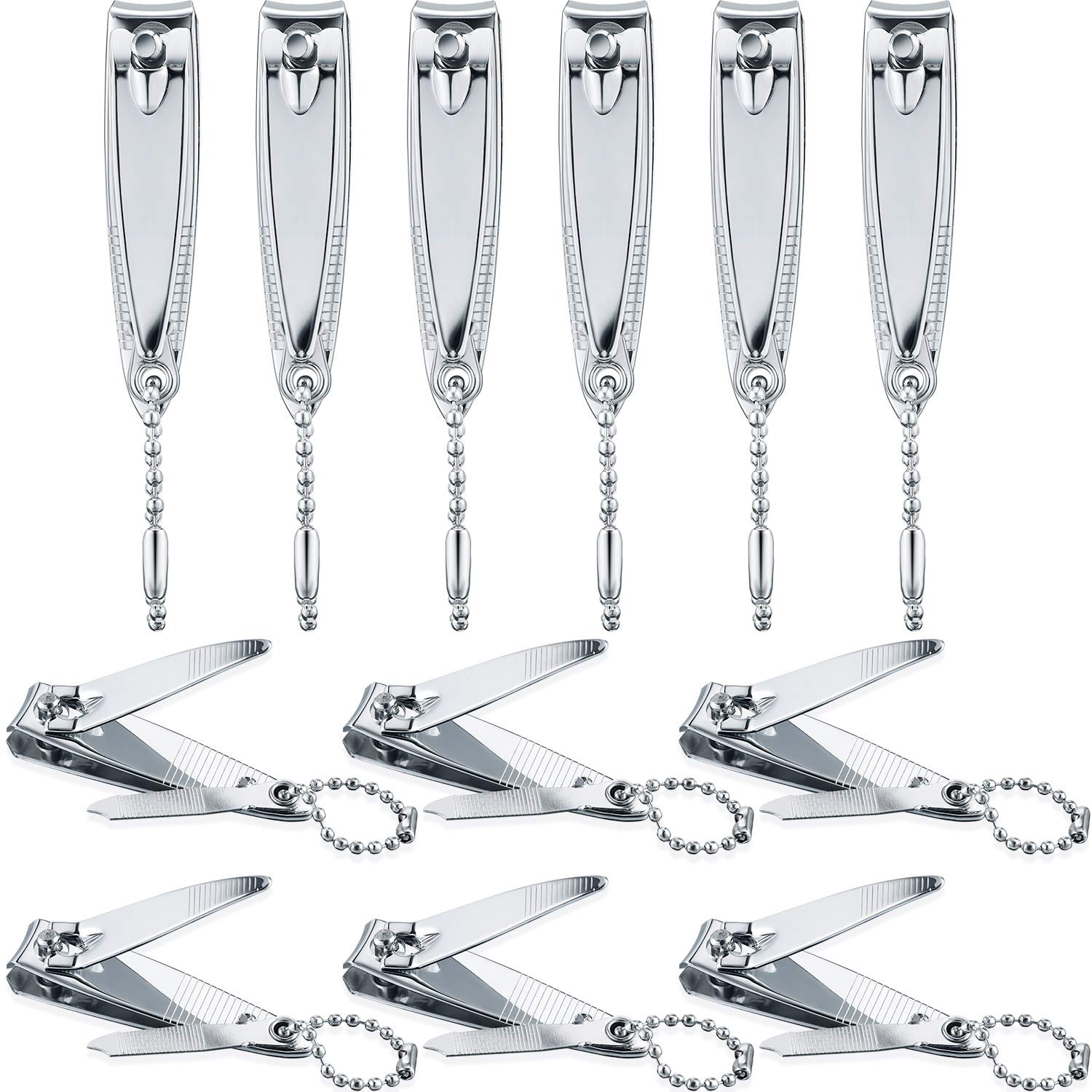 Bememo 12 Pcs Nail Clippers Stainless Steel, Mini Fingernail Clippers Bulk