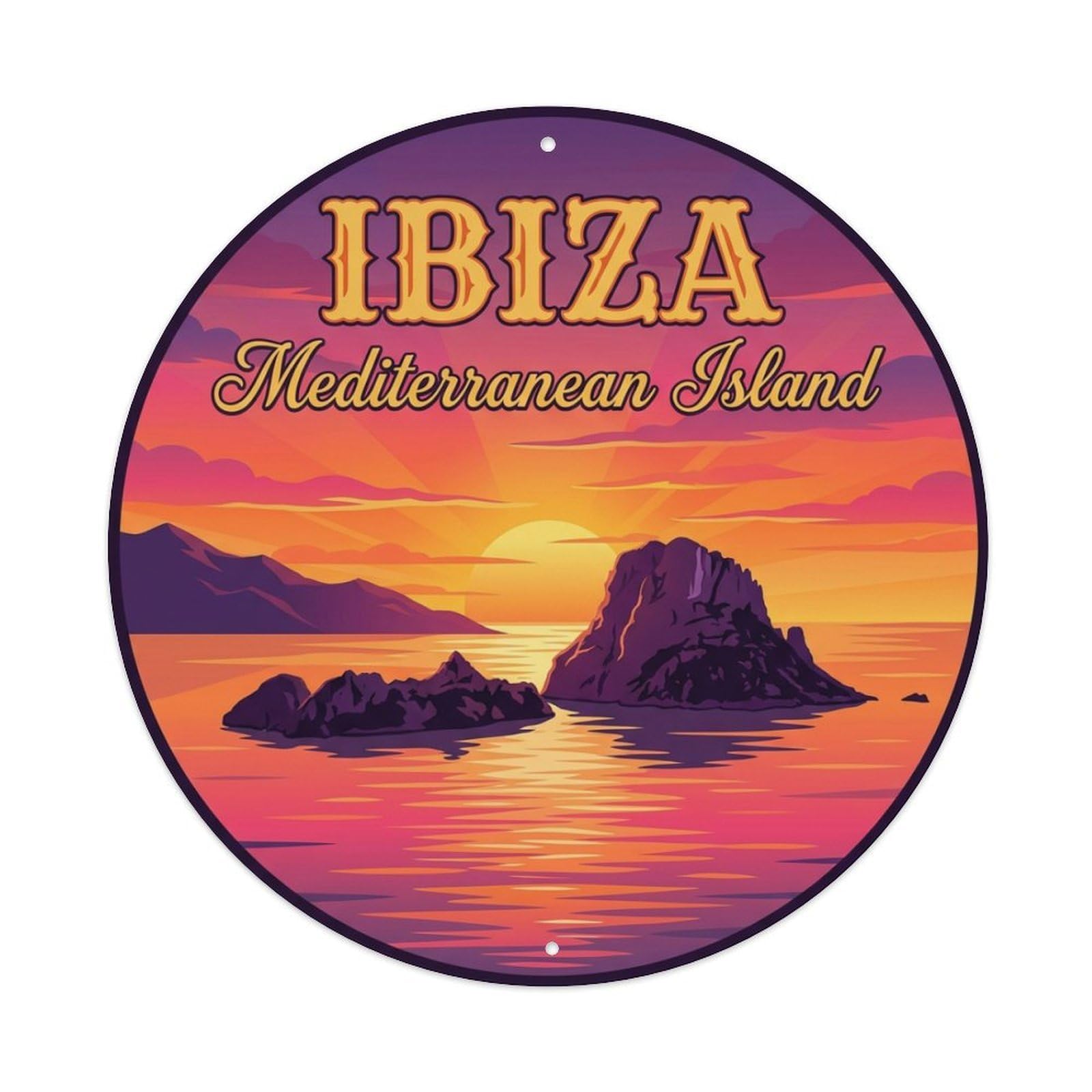 Vintage Travel Ibiza Spain Illustration Metal Tin Sign