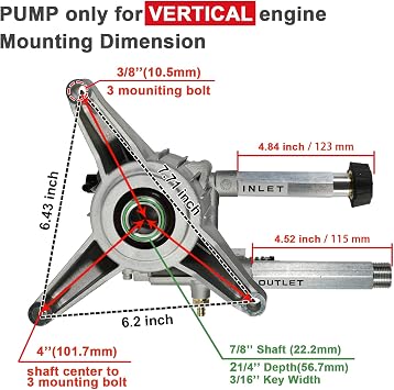 YAMATIC 7/8 Shaft Vertical Pressure Washer Pump, 2200-2500 PSI @2.2 GPM & Adjustable Chemical Injector Kit, Downstream Injector Kit for Pressure Washer, 4500PSI