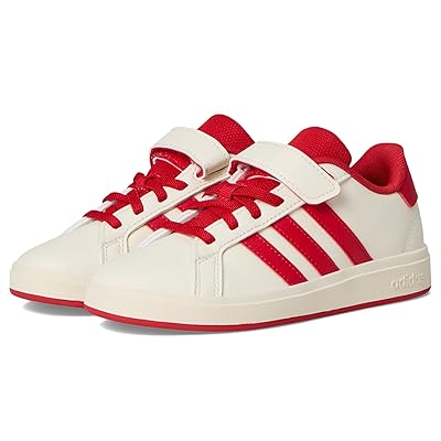 adidas Kids Grand Court 2.0 Elastic Lace Strap Shoes (Little Kid) Kids Shoes White/Collegiate Red/Black