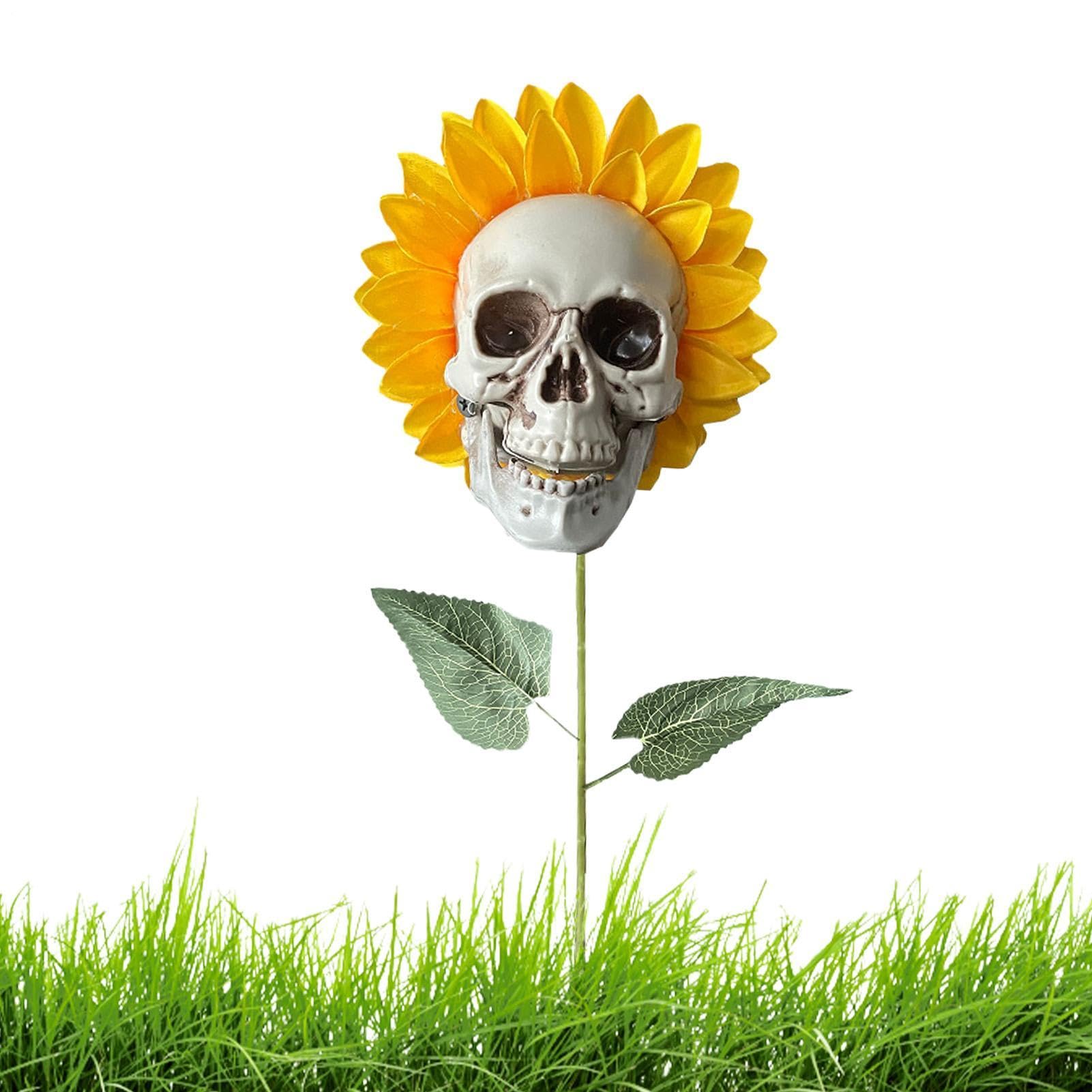Estacas exteriores de Halloween de calavera realista para decoración de jardín y macizos