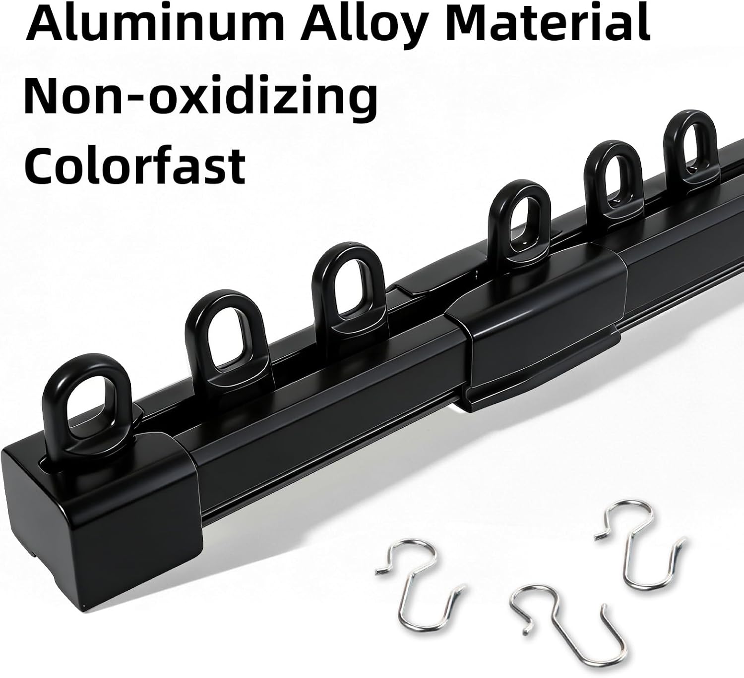 Retractable Ceiling Wall Mounted Curtain Track Black 9FT with Hook Curtain Track Rods Easy to Install for Divider Living Room Bedroom Office Wardrobe Festive Decorations