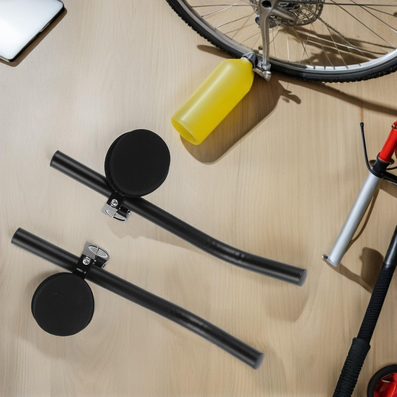 Manubrio Aerodinamico in Lega Ultraleggera per Bici da Strada e Mountain Bike, Poggiamanubrio Ergonomico Antiscivolo Barra di Estensione Compatibile 25,4/26/31,8 Mm, Accessorio
