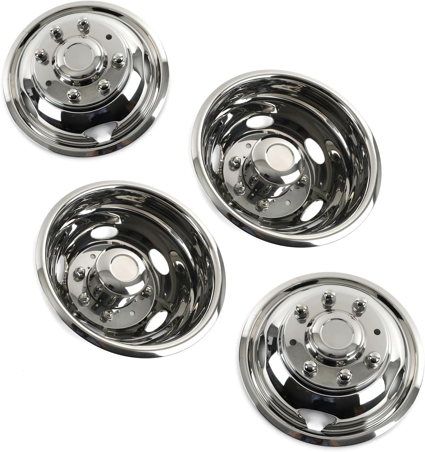 17 Inch 8 Lug Wheel Simulator Polished Stainless Steel Bolt-On Set of 4 - ND1719