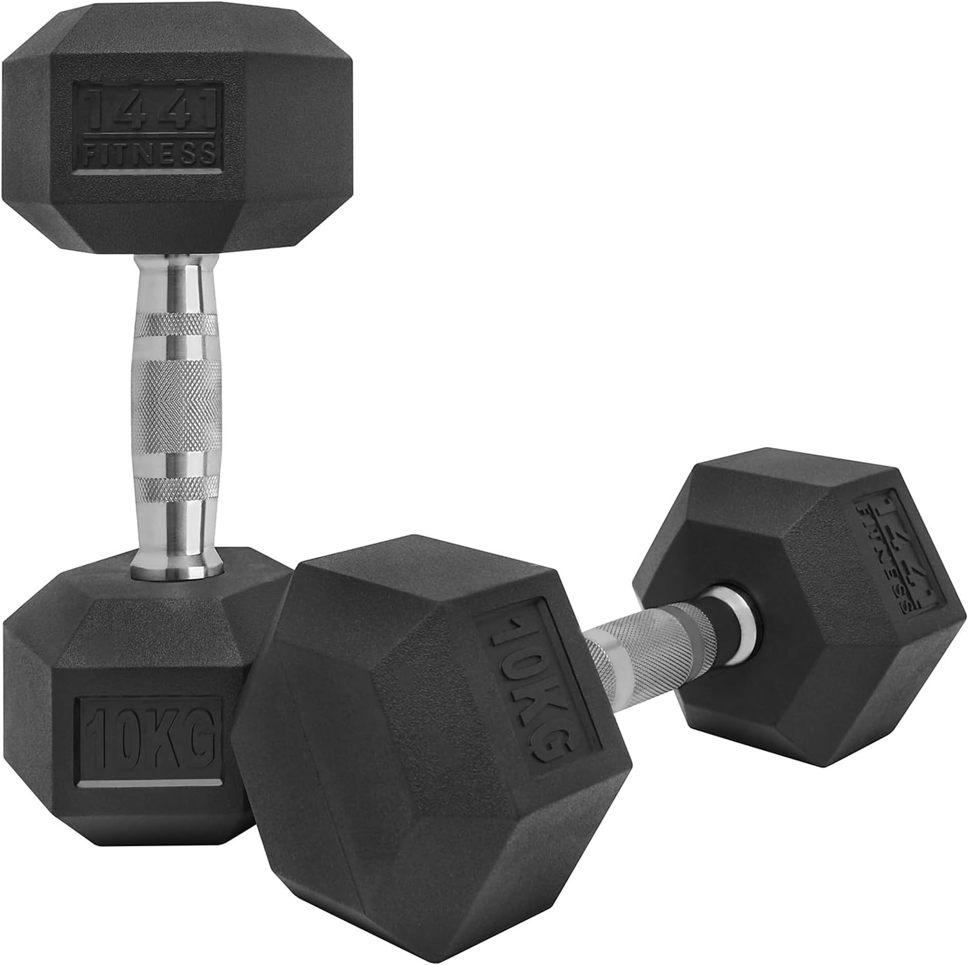1441 Fitness Hex Dumbbell Set, Rubber Coated Cast Iron Hex Dumbbells for Strength Training, Full Body Workout and Home Gym Exercise, Strength Lifting Equipment (2.5 Kg to 50 KG)