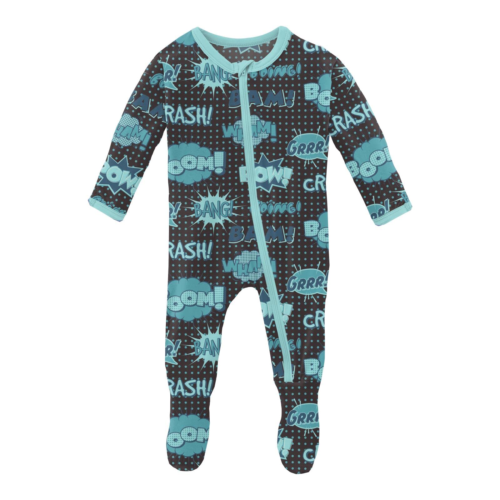 KicKee Baby &amp; Toddler Zipper Footie – Ultra-Soft Viscose from Bamboo Pajamas with Flip Paws &amp; Grips
