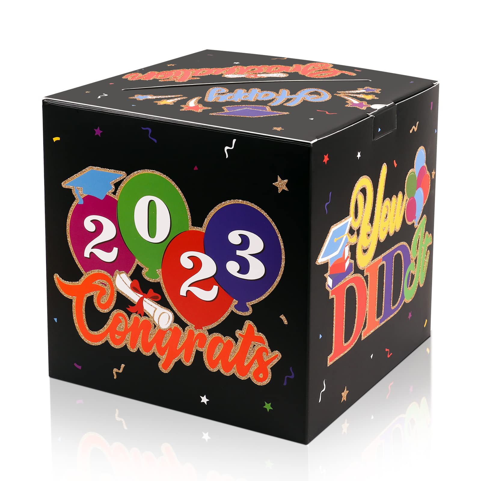 Photo 1 of POPGIFTU 2023 Graduation Card Box, Graduation Party Decorations Graduation Box Graduation Card Box for Graduation Gift Graduation Party Favors Decor Party Supplies Colorful