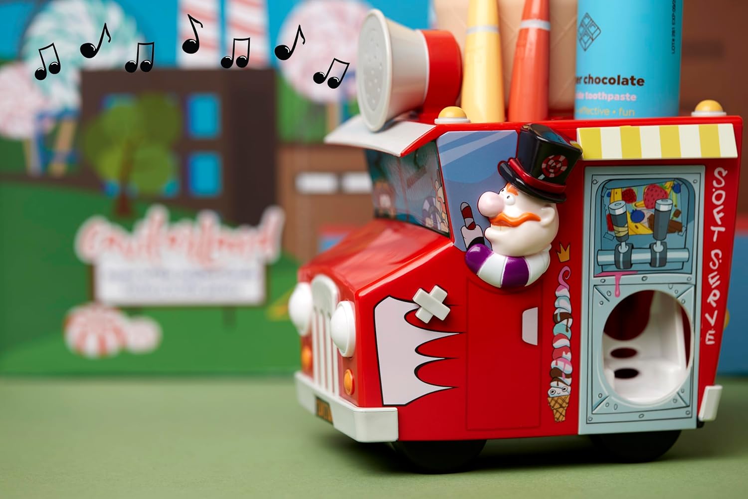 SuperMouth® Cavitar Kids Oral Care Organizer – Ice Cream Truck Design, Toothbrush Holder, Toothpaste Dispenser, Rinse Cup, Plays 2-Minute Songs with Lights, Augmented Reality, Fun Oral Hygiene