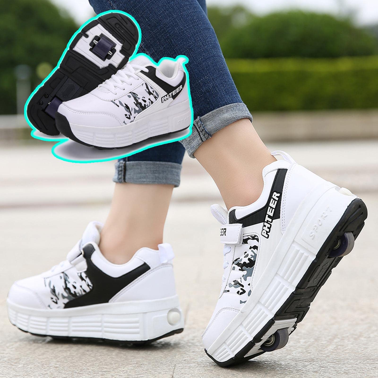 Scarpe Con Ruote Per Ragazzi Ragazze, Scarpe Da Skateboard Scarpe