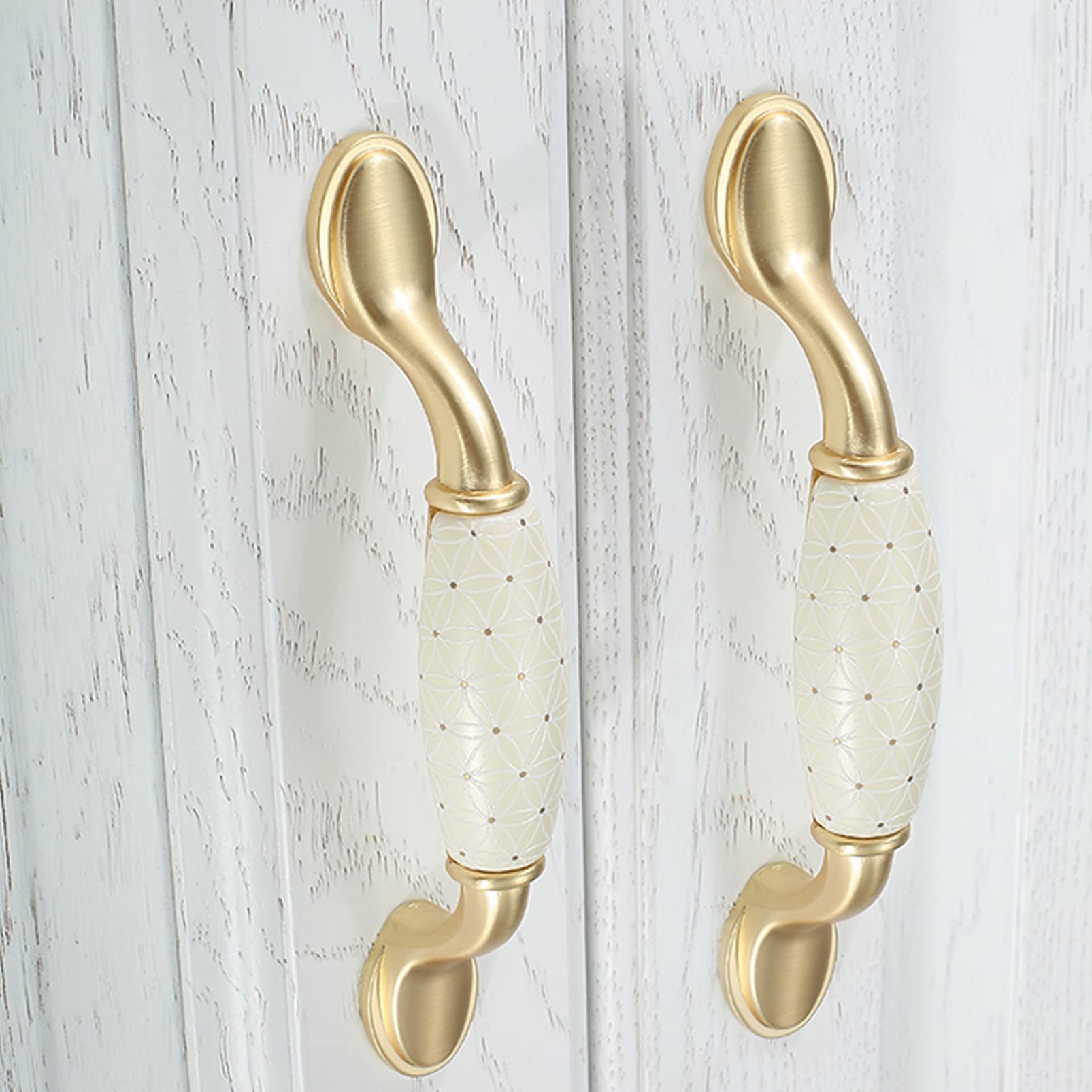 Mnghayyr One Color Ceramic Cabinet Knobs, Decorative Drawer & Door Ha Zinc Alloy Ceramic Cabinet Drawer Pulls, 96Mm Hole Distance, Furniture Kitchen Wardrobe