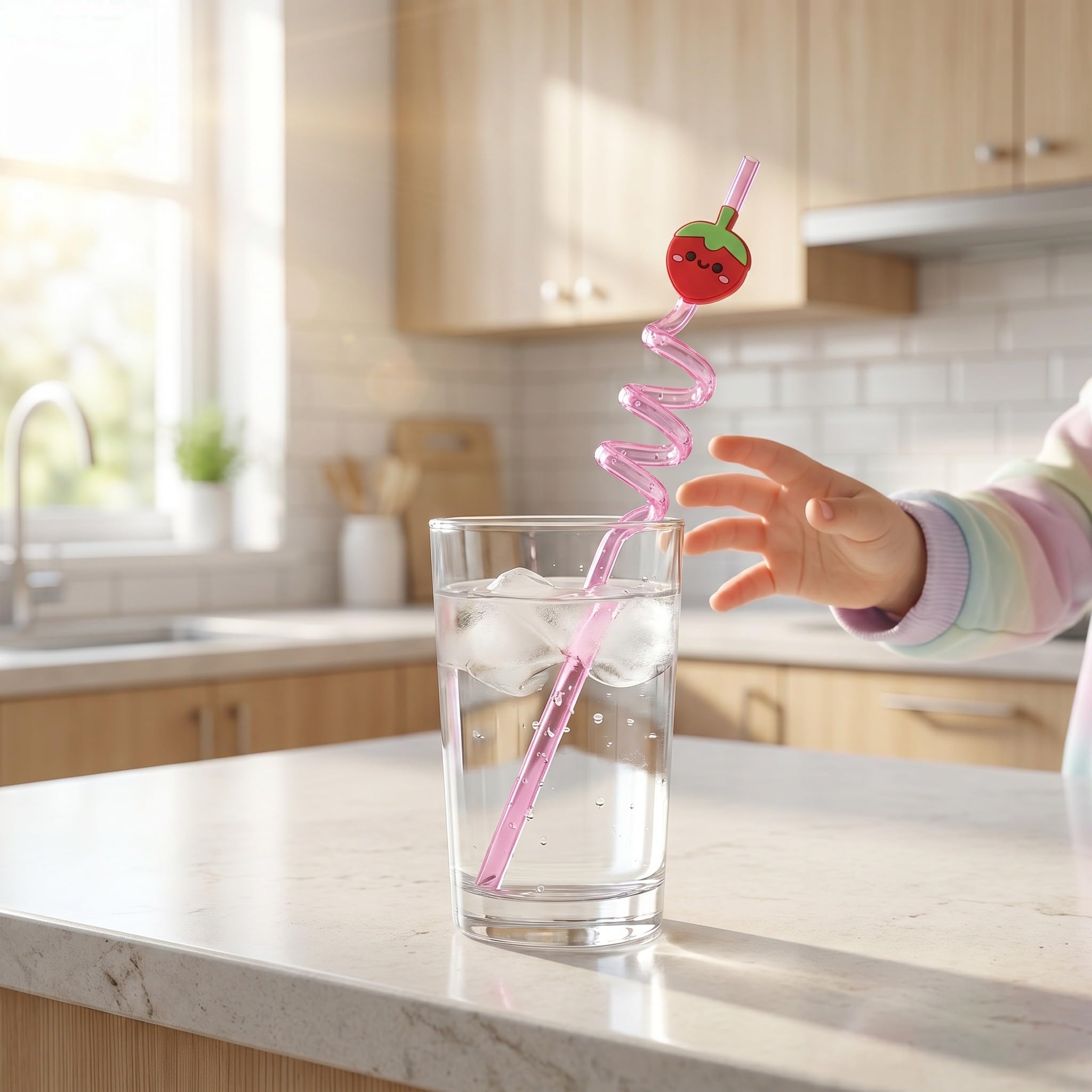 ibasenice 25 cannucce carine: cannucce divertenti e riutilizzabili a tema frutta per bicchieri da succo e caffè freddo, decorazioni per feste a tema fragole.