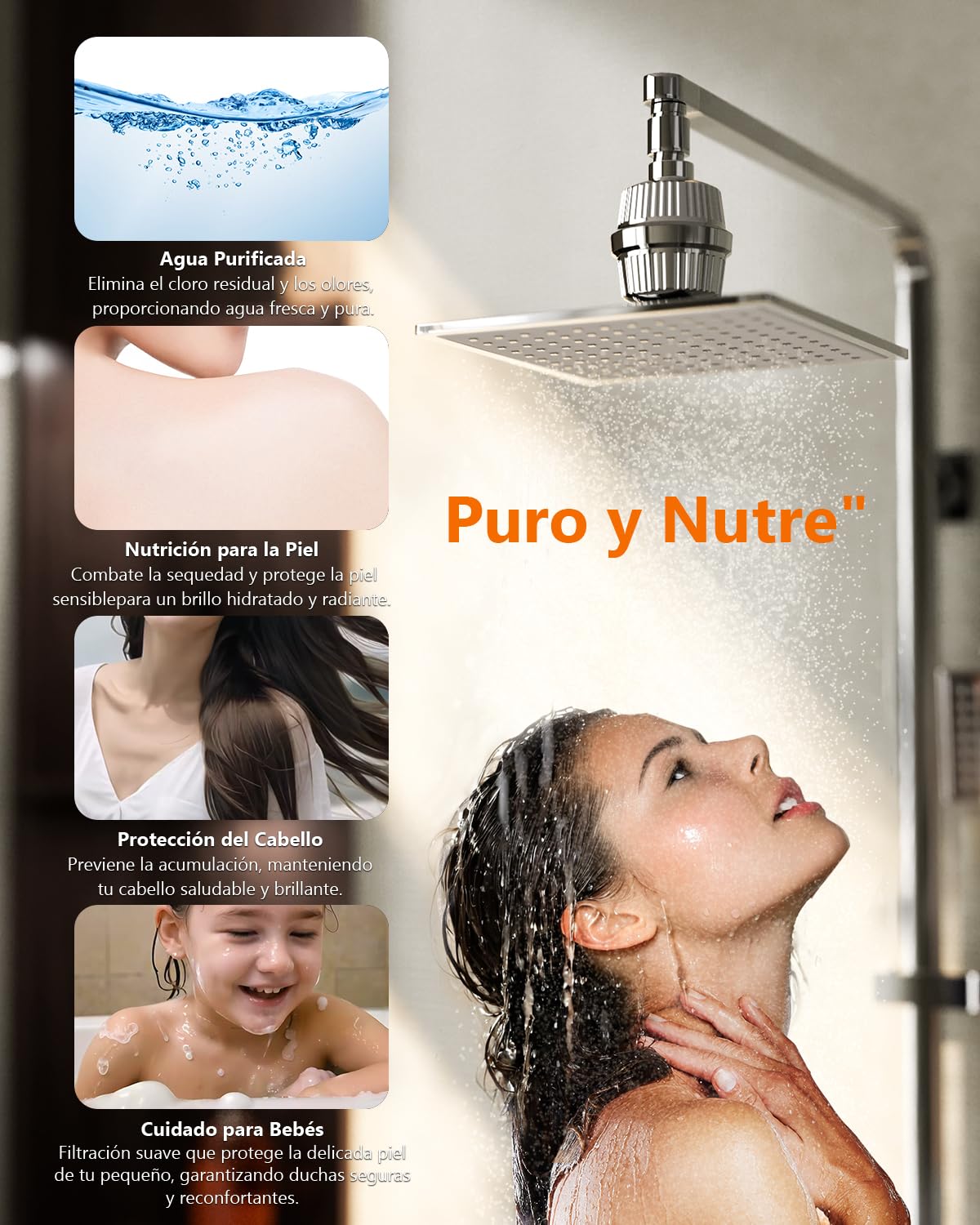Cobbe Filtro de Ducha de 34 Etapas con Vitamina C para Agua Dura, Filtro Antical con 2 Cartuchos que Elimina Cloro y Metales Pesados, Cromado