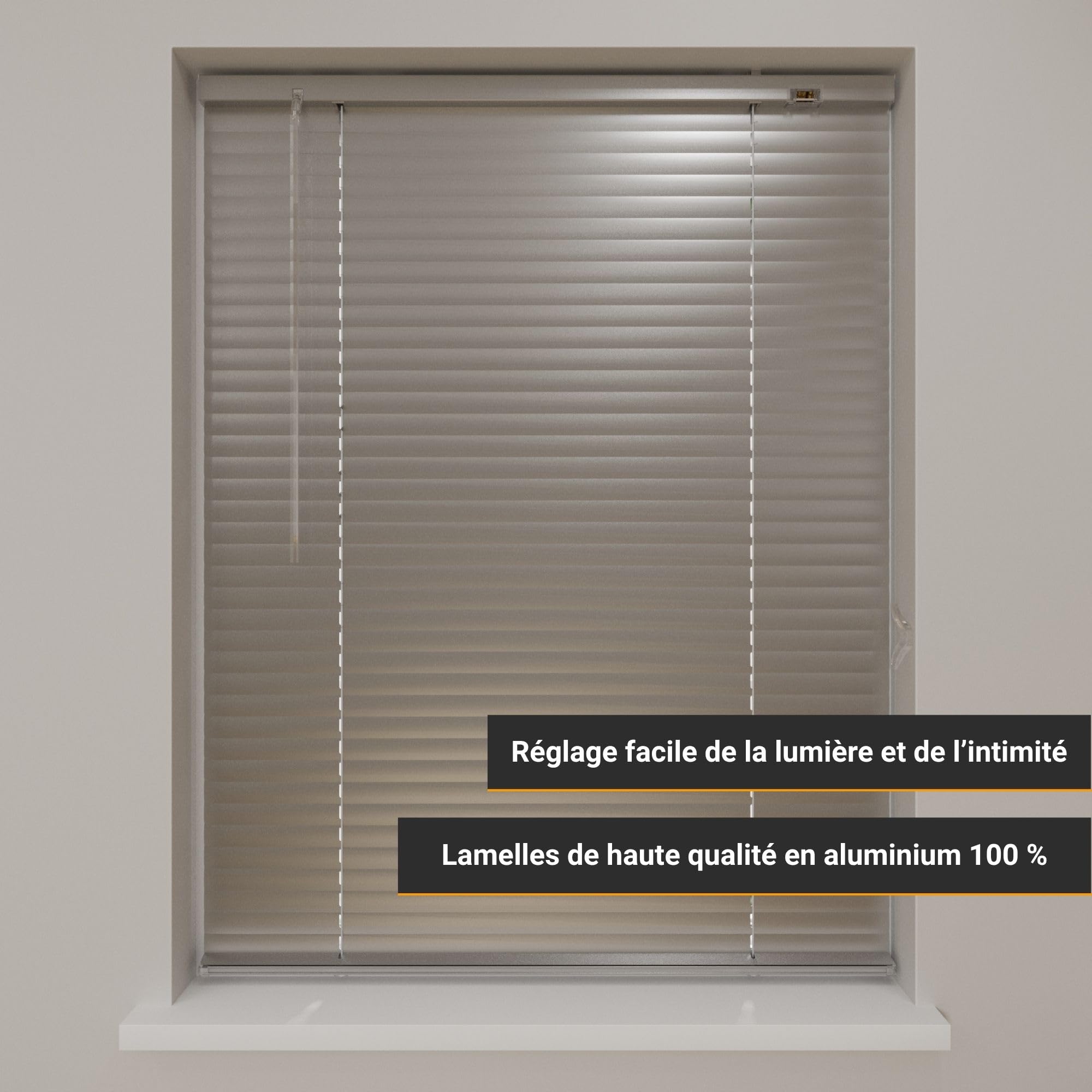 Store Vénitien En Aluminium Sur Mesure - Lamelles 25 Mm - Fixation Mur Ou Encastré - Contrôle Lumière 180° - 12