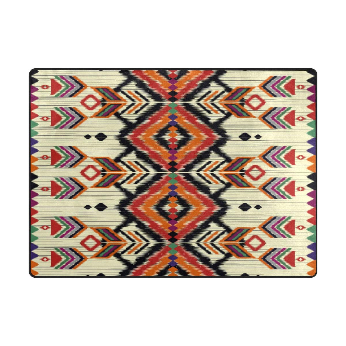 Tapis géométrique ethnique aztèque vintage pour salon ou chambre à coucher 203 x 147,3 cm