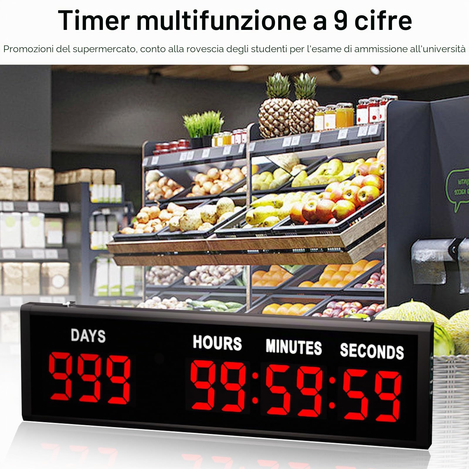 Countdown Timer, Grande Conto Alla Rovescia di 999 Giorni con Telecomando Timer per la Pensione Calendario Multifunzionale per Conto Alla Rovescia per Pensione Compleanni Festività Matrimoni (Rosso)