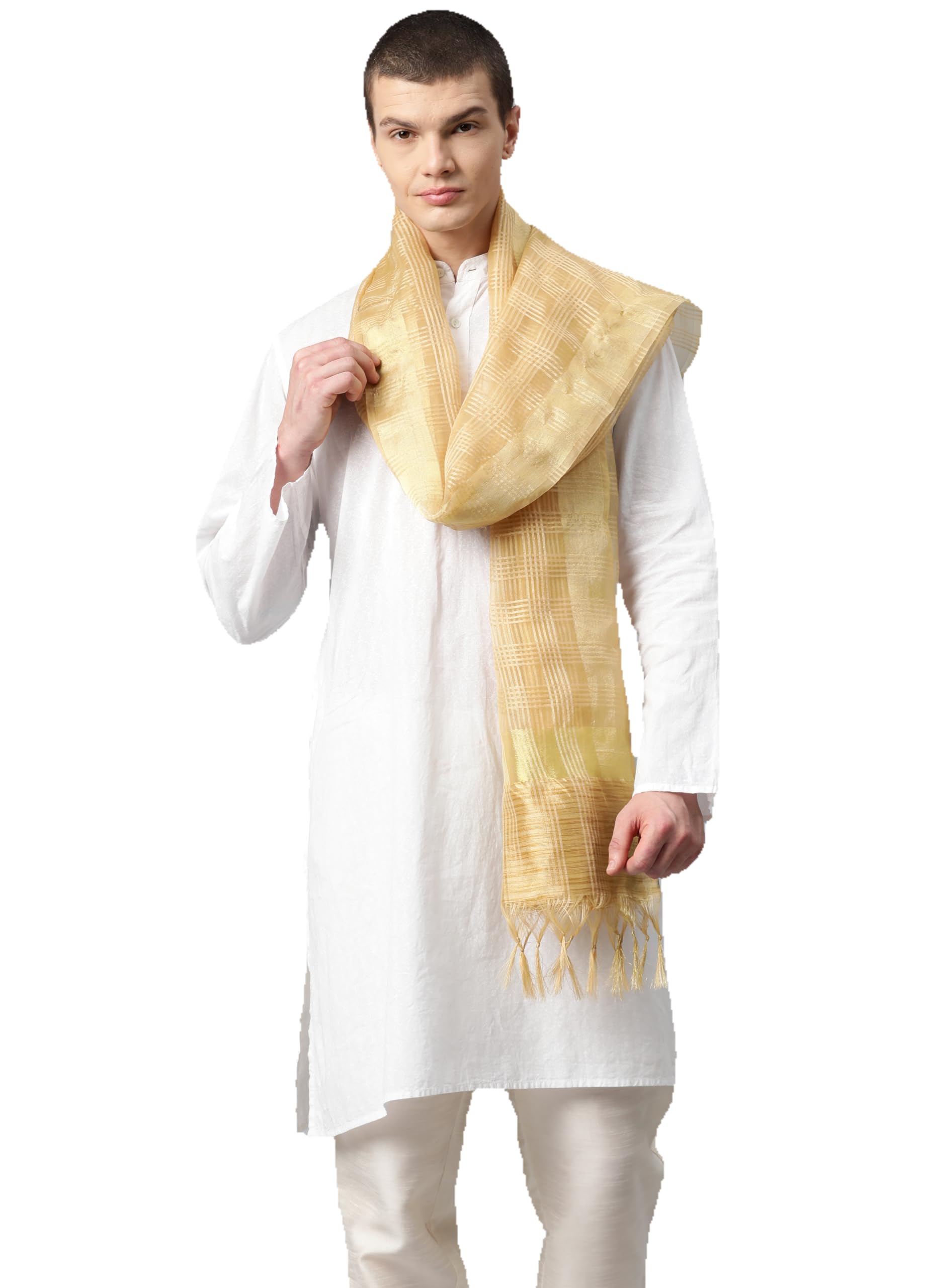 Poly Silk Ethnic Woven Dupatta for Men