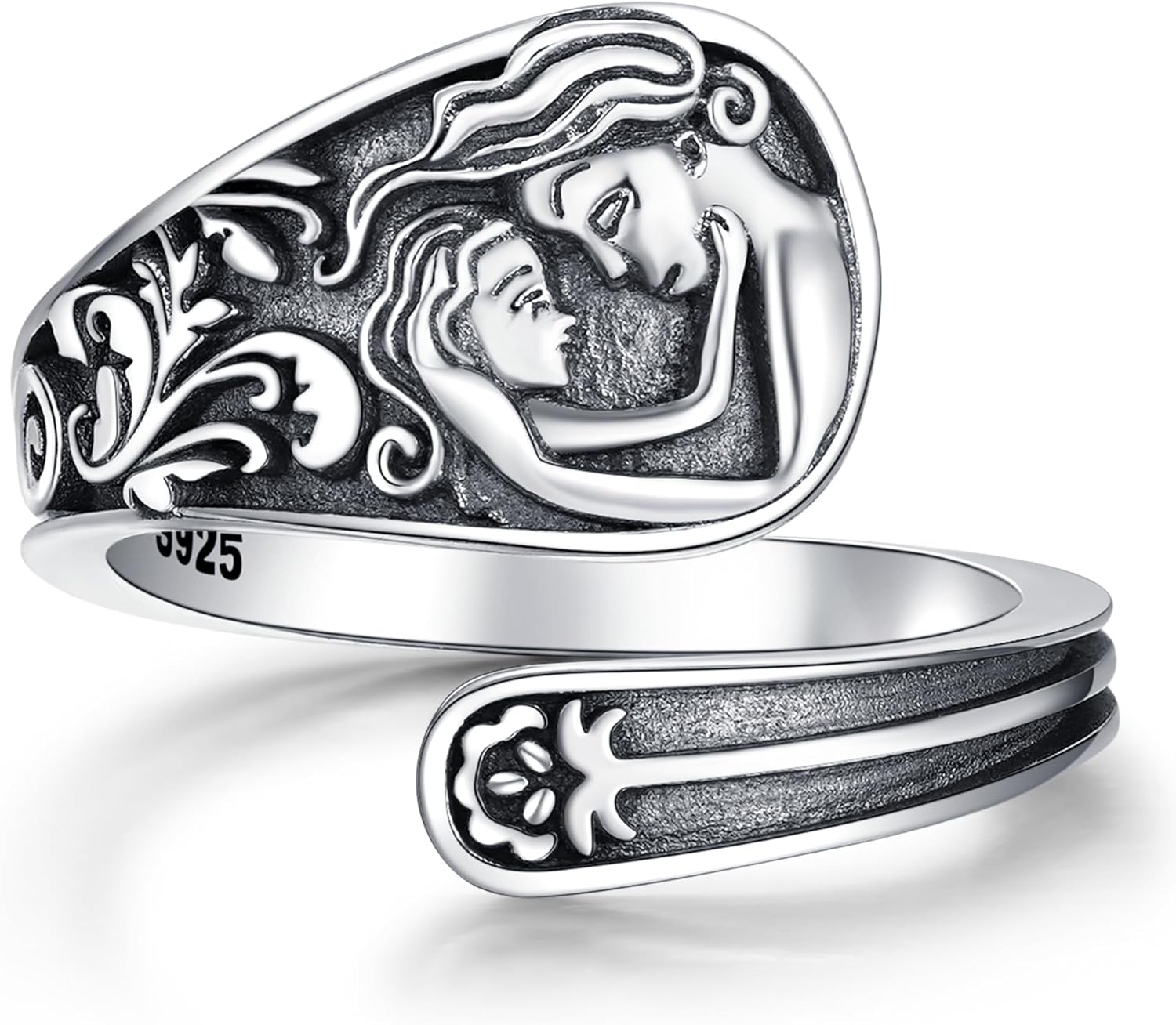 Spoon Ring 925 Sterling Silver Mother daughter Mom Rings Statement Vintage Victorian Jewelry gifts for Women