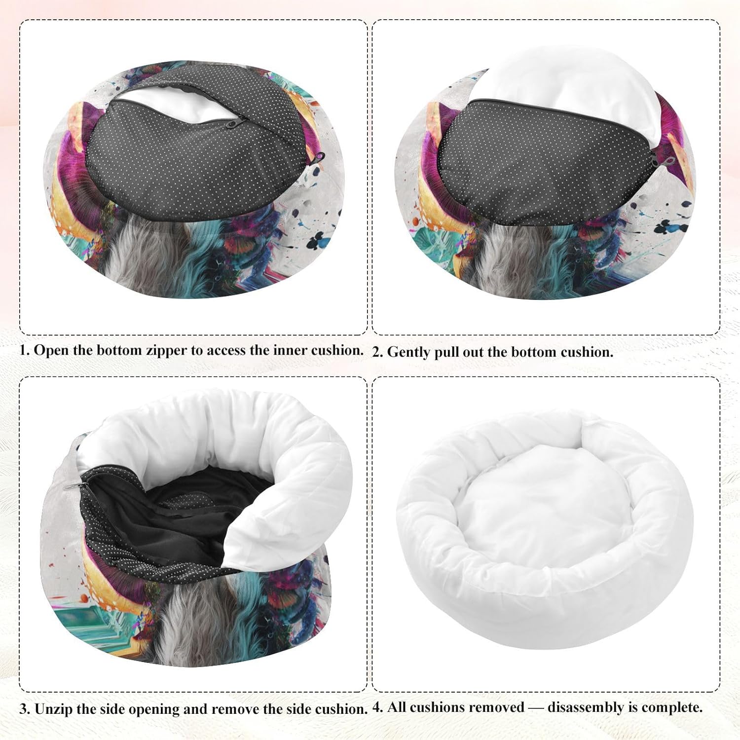 Cute Fungi Dog Pet Cat Bed Calming Anti Anxiety Cat Pillow Bed for Small Size Pets Supplies S