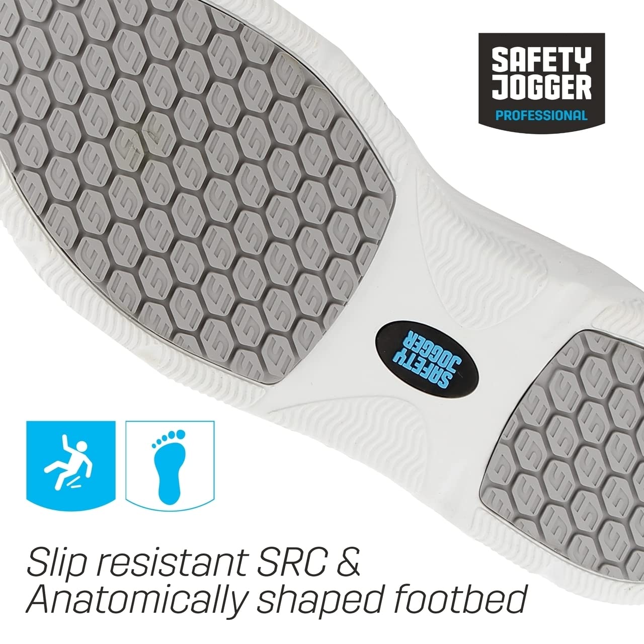 SAFETY JOGGER Sicherheits Sneaker für Herren und Damen - Champ O2 - Arbeitsschuhe mit Elastische Schnürsenkel, rutschfest, Leicht und ESD, Arbeitsschuhe ideal für Pflege, Koch, Krankenhaus oder Küche